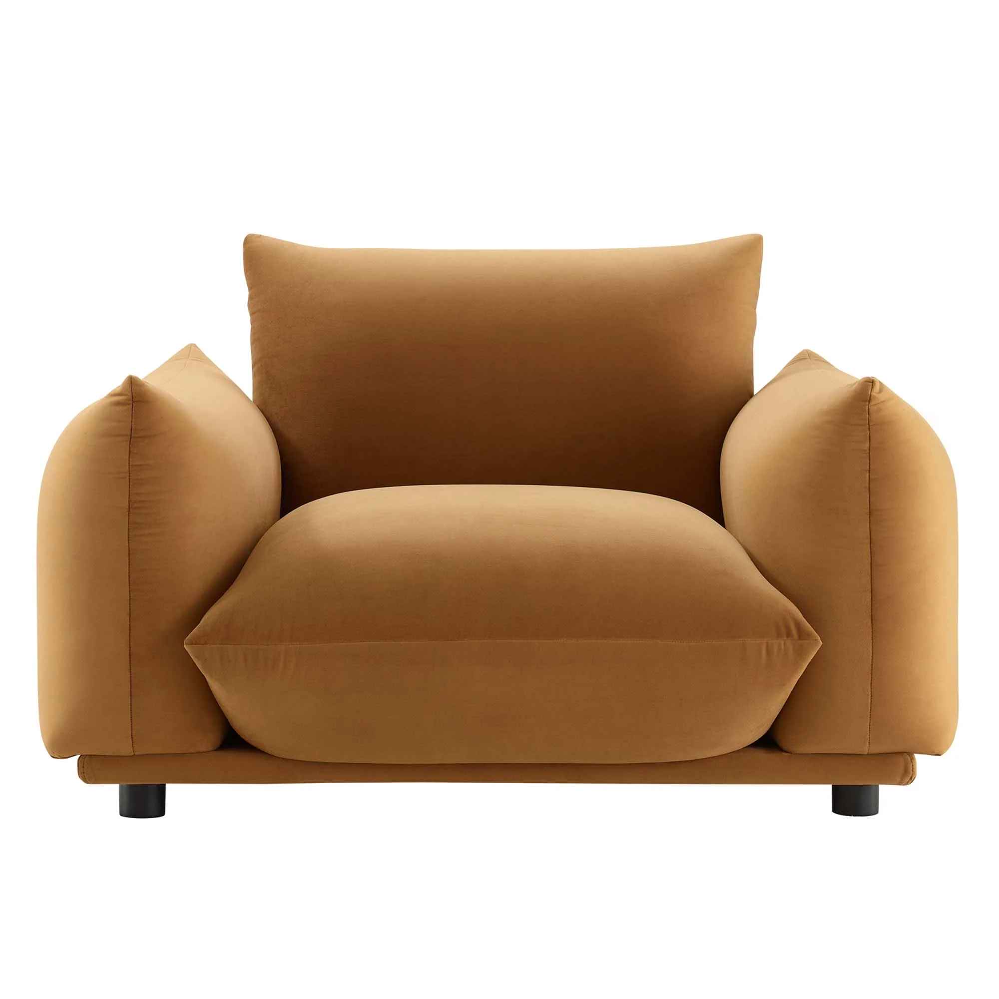 Corie Performance Velvet Armchair in Cognac thumbnail 3
