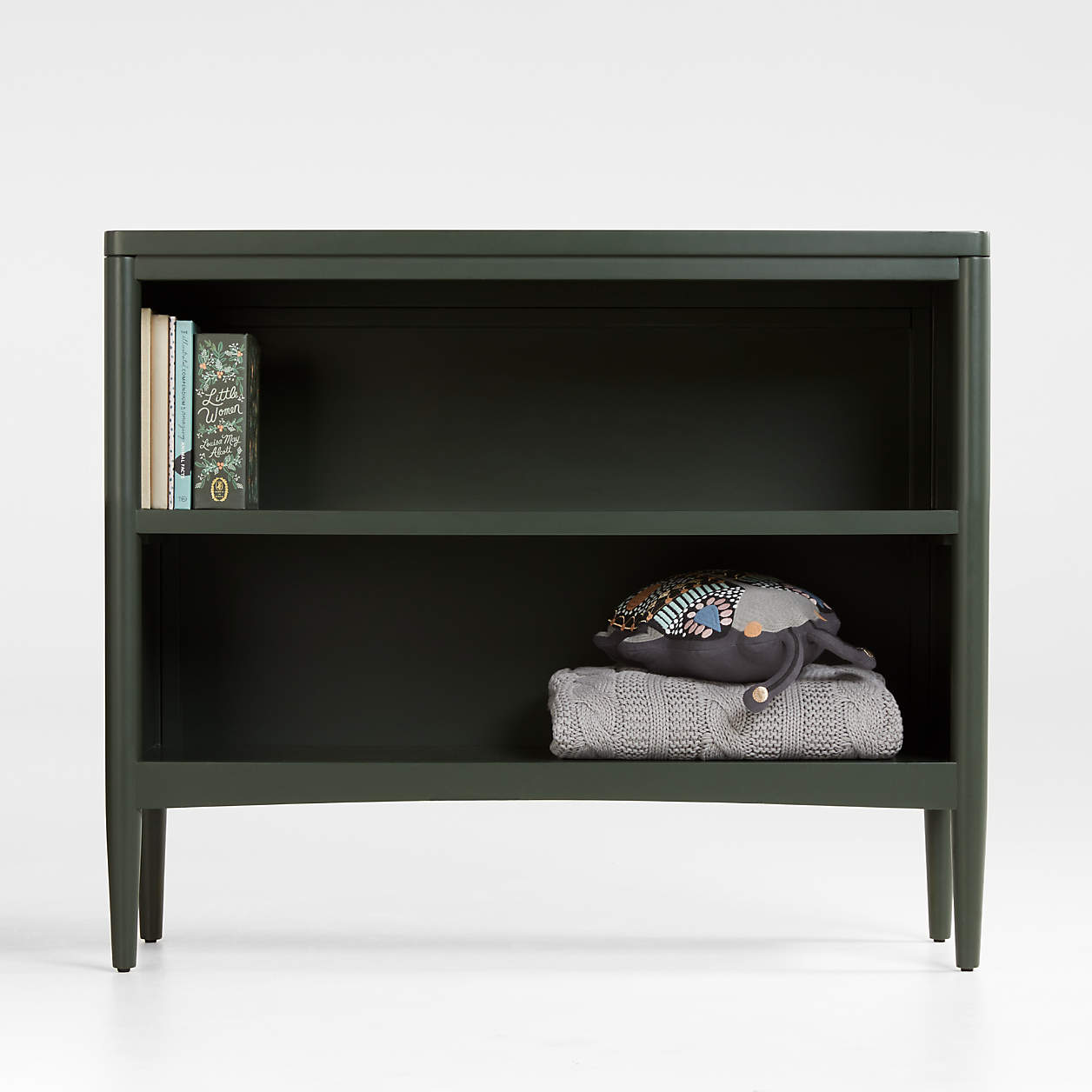 Hampshire Small Olive Green Wood 2 Shelf Bookcase thumbnail 2