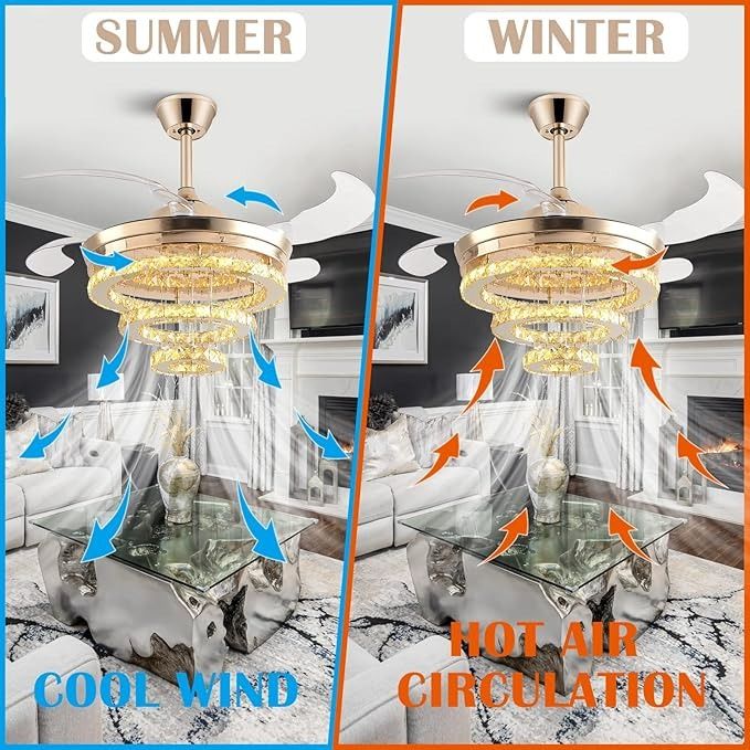 Panghuhu88 Crystal Ceiling Fan with Lights thumbnail 2