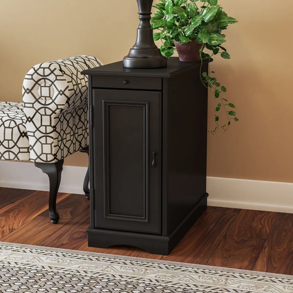 Barron Tall Storage End Table with Built In Charging Station thumbnail 2