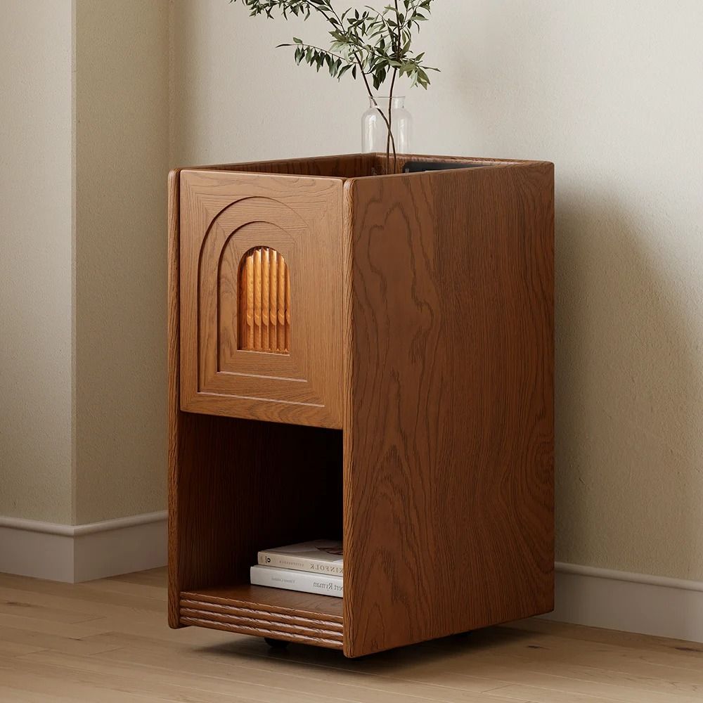Mid Century Modern Walnut Narrow Smart Nightstand thumbnail 2