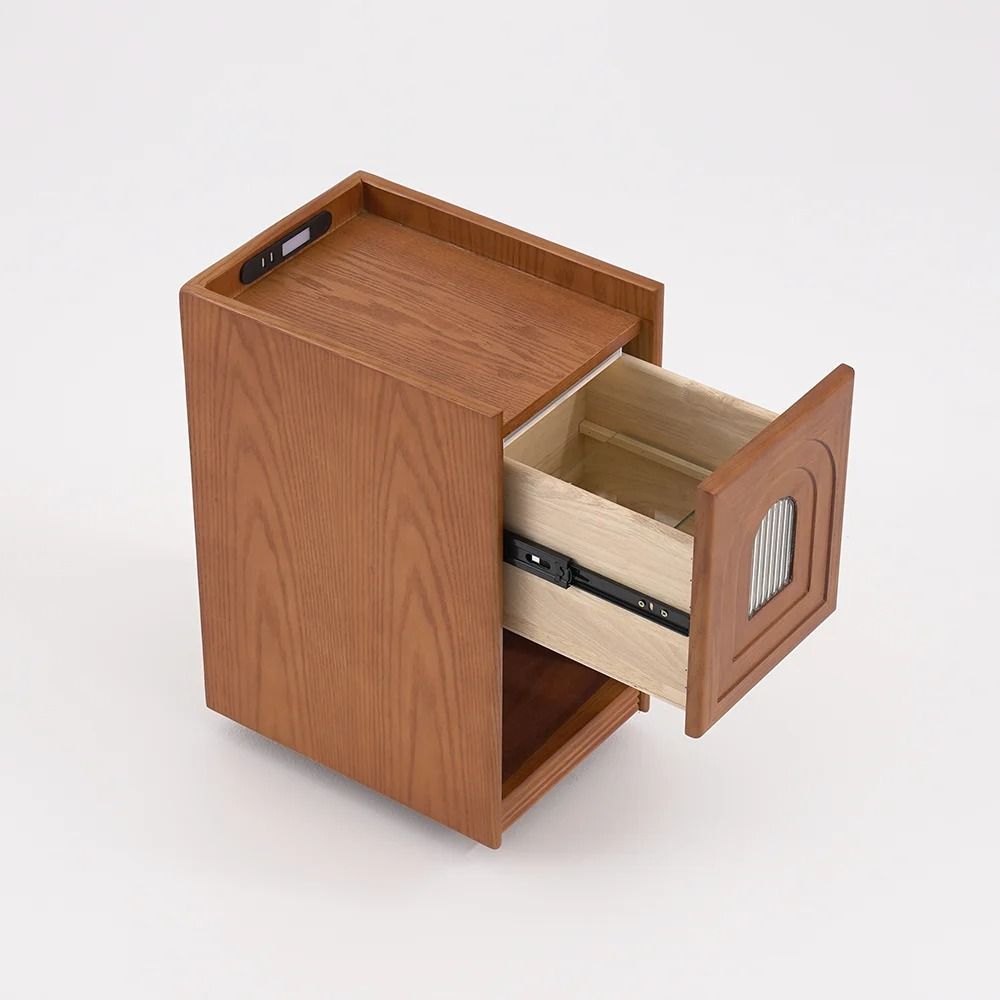 Mid Century Modern Walnut Narrow Smart Nightstand thumbnail 3