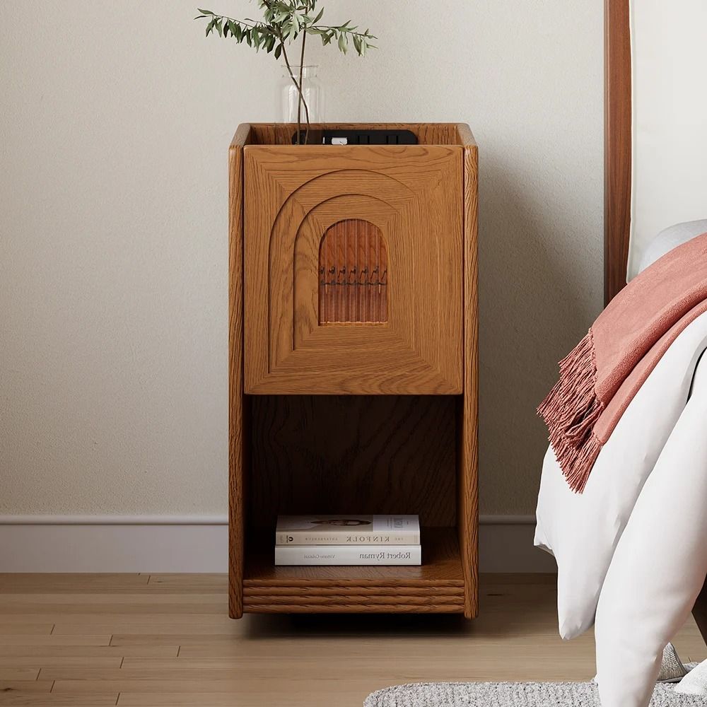 Mid Century Modern Walnut Narrow Smart Nightstand thumbnail 4