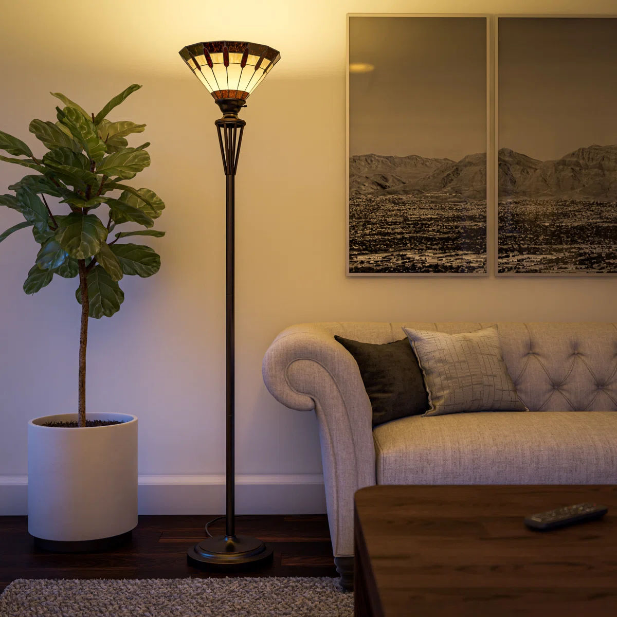 Rozanne Bronze Torchiere Floor Lamp thumbnail 2