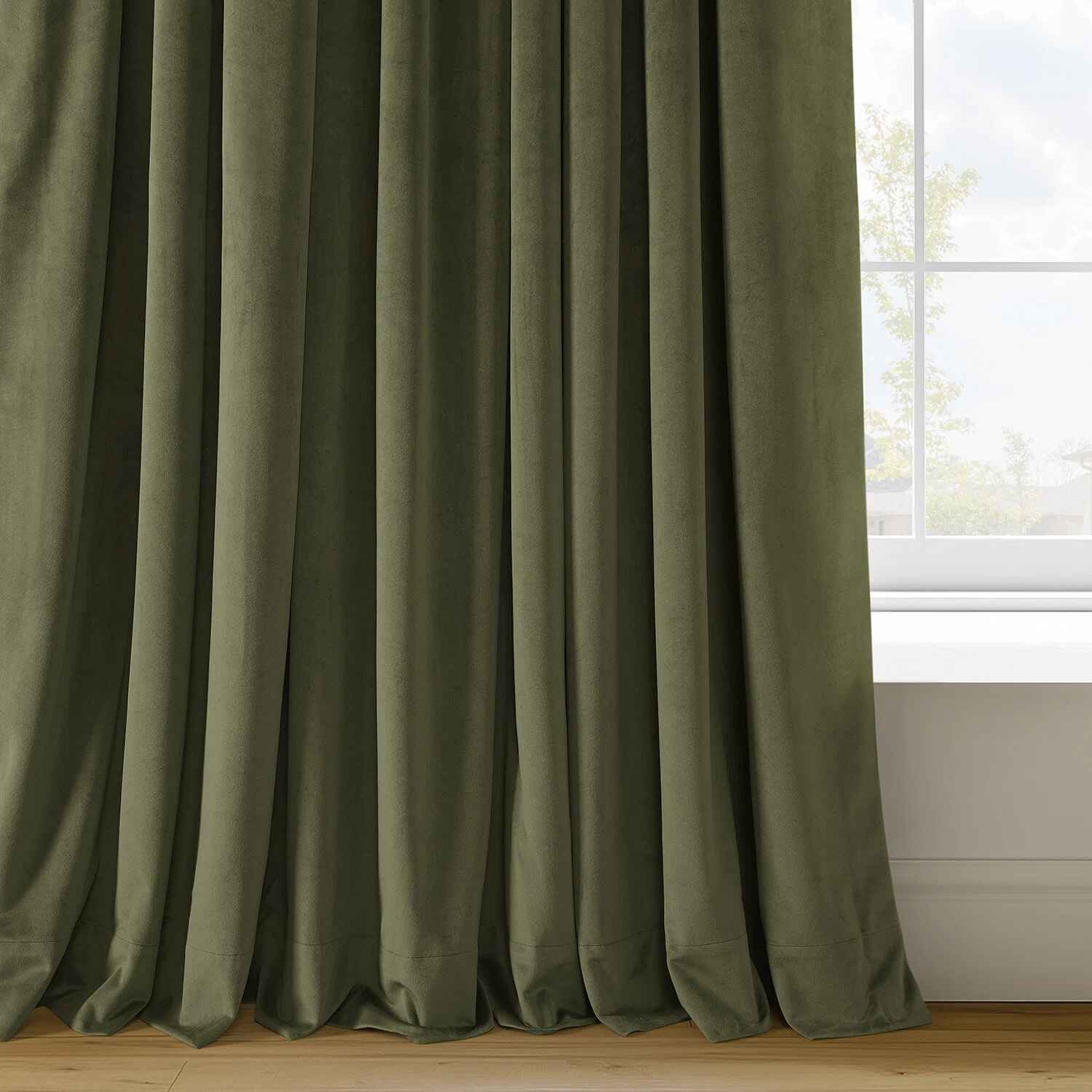 Olivia Signature Thermal Lined Blackout Velvet Curtains-108" thumbnail 3
