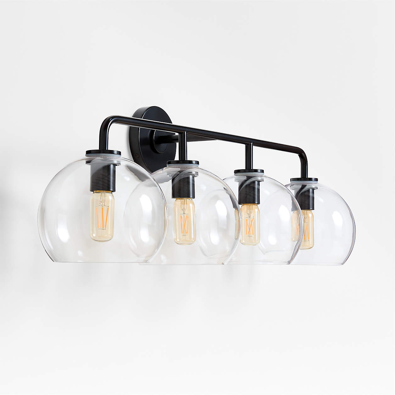 Arren Black 4 Light Wall Sconce Light with Clear Glass Round Shade thumbnail 2