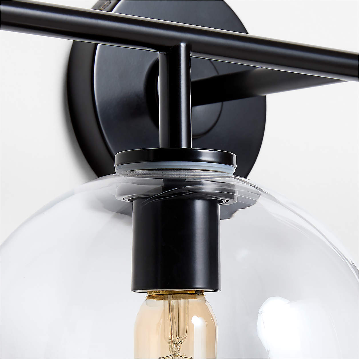 Arren Black 4 Light Wall Sconce Light with Clear Glass Round Shade thumbnail 4