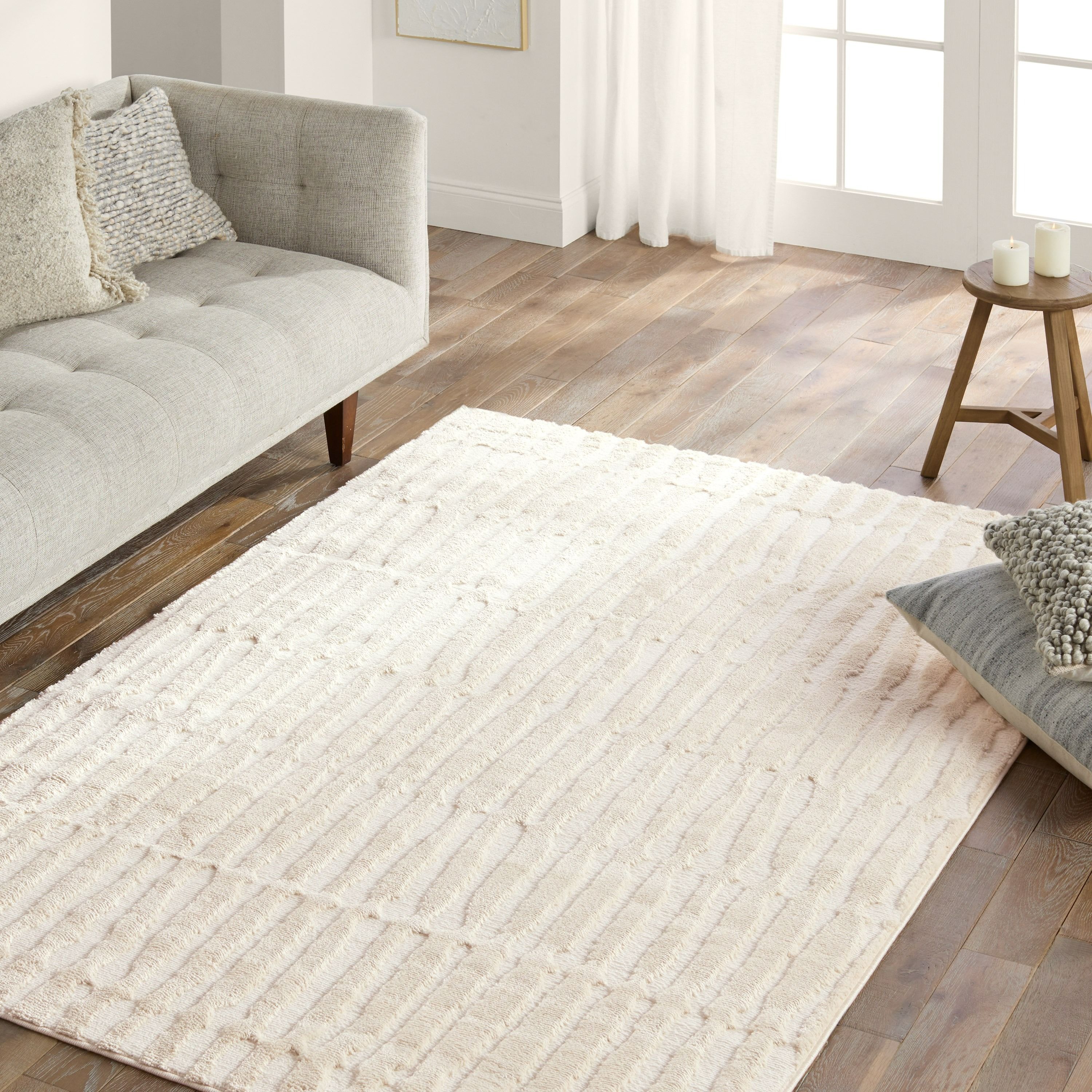 Calix Terza White Striped Area Rug-8'10"x12' thumbnail 2