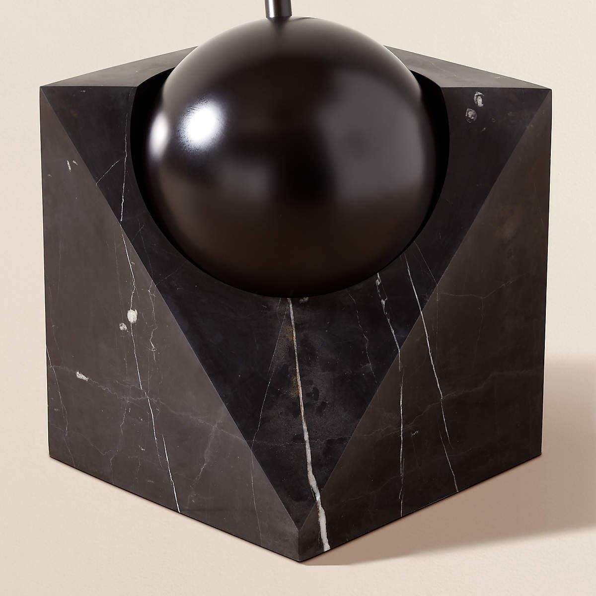 Venus Black Arc Floor Lamp with Marble Base thumbnail 3