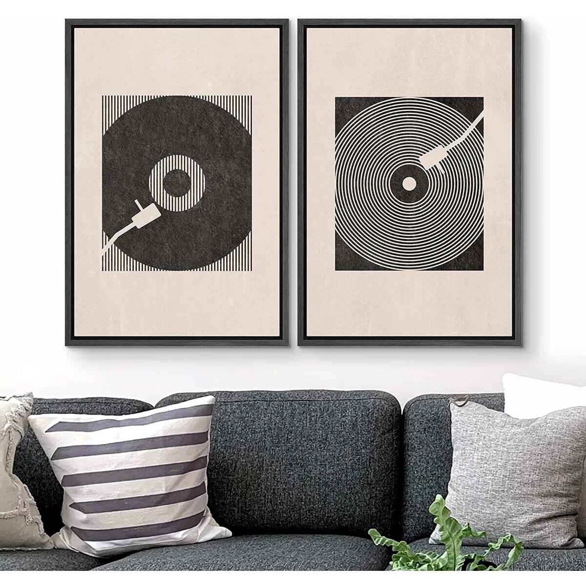 Music Record Player Boho Wall Art with Frame I thumbnail 3