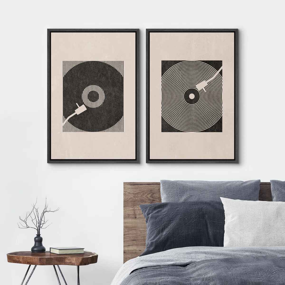 Music Record Player Boho Wall Art with Frame I thumbnail 4