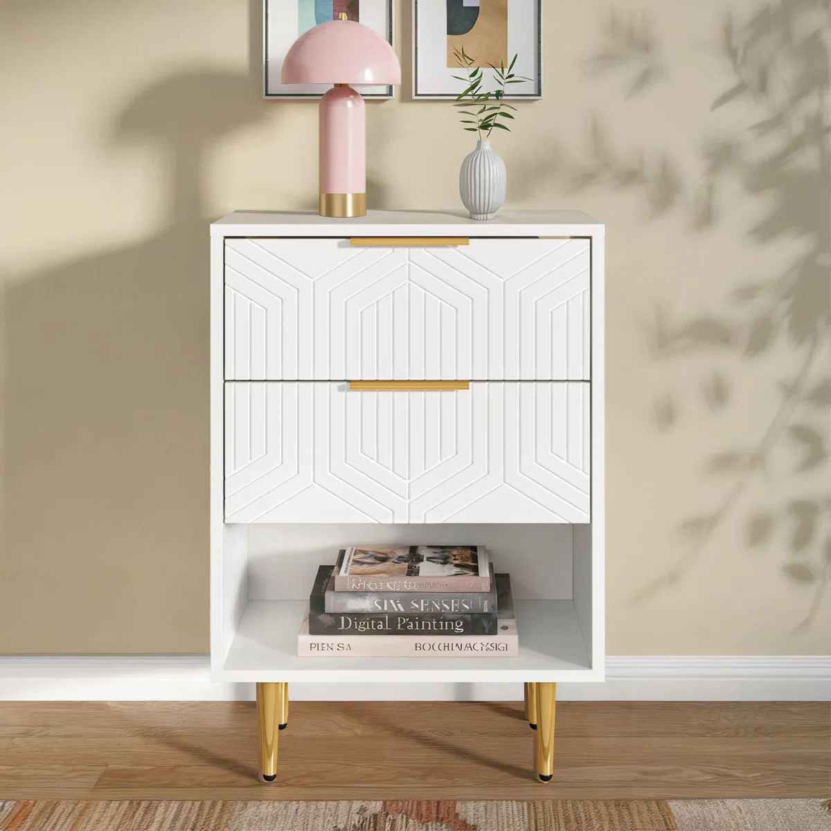 Modern Nightstand With 2 Drawers thumbnail 2