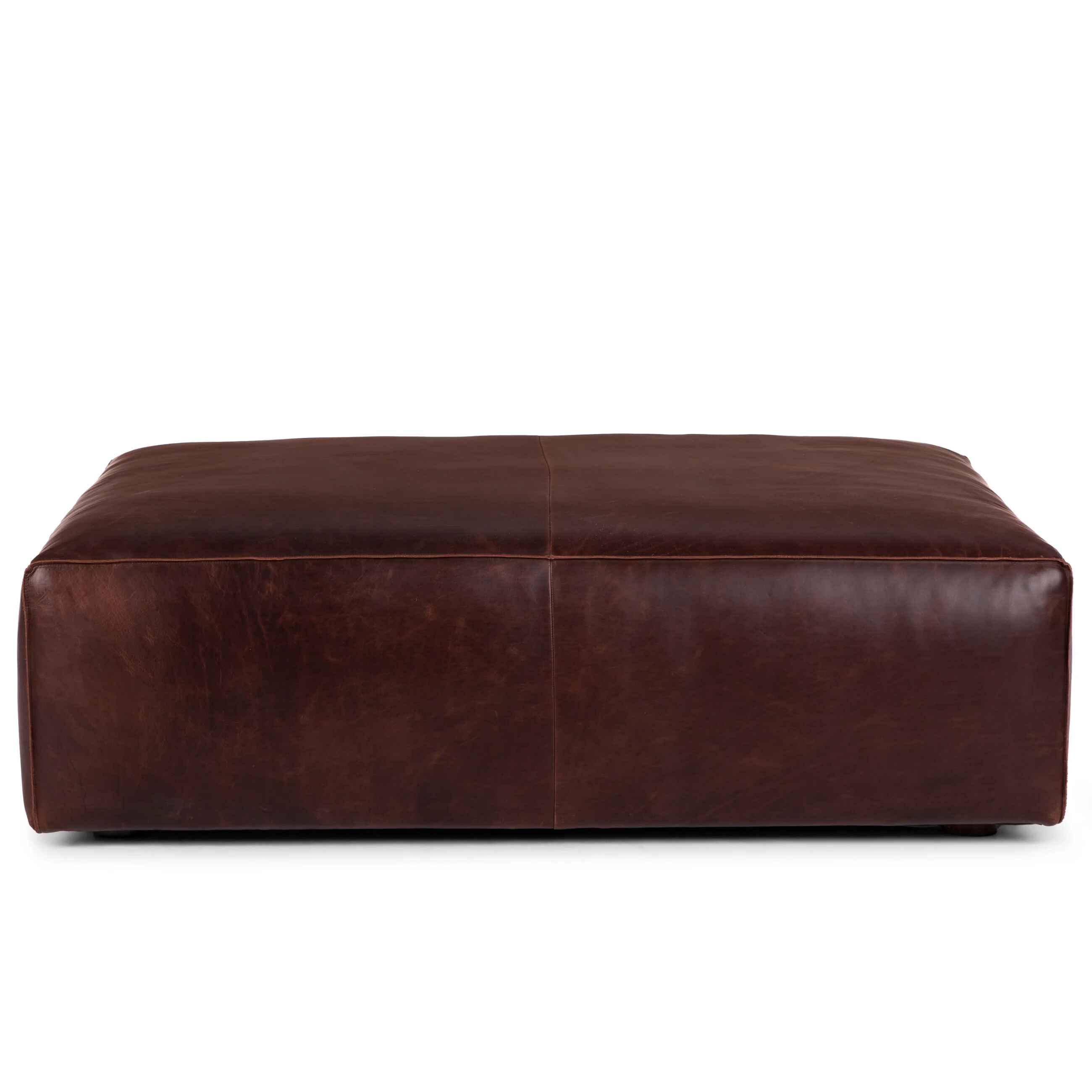 Cigar Leather Ottoman thumbnail 3