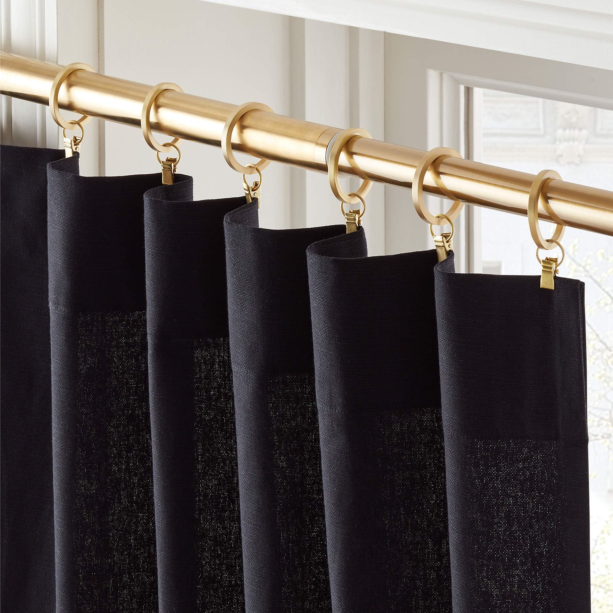 Basketweave Black Cotton Window Curtain Panel - 48"x120" thumbnail 2