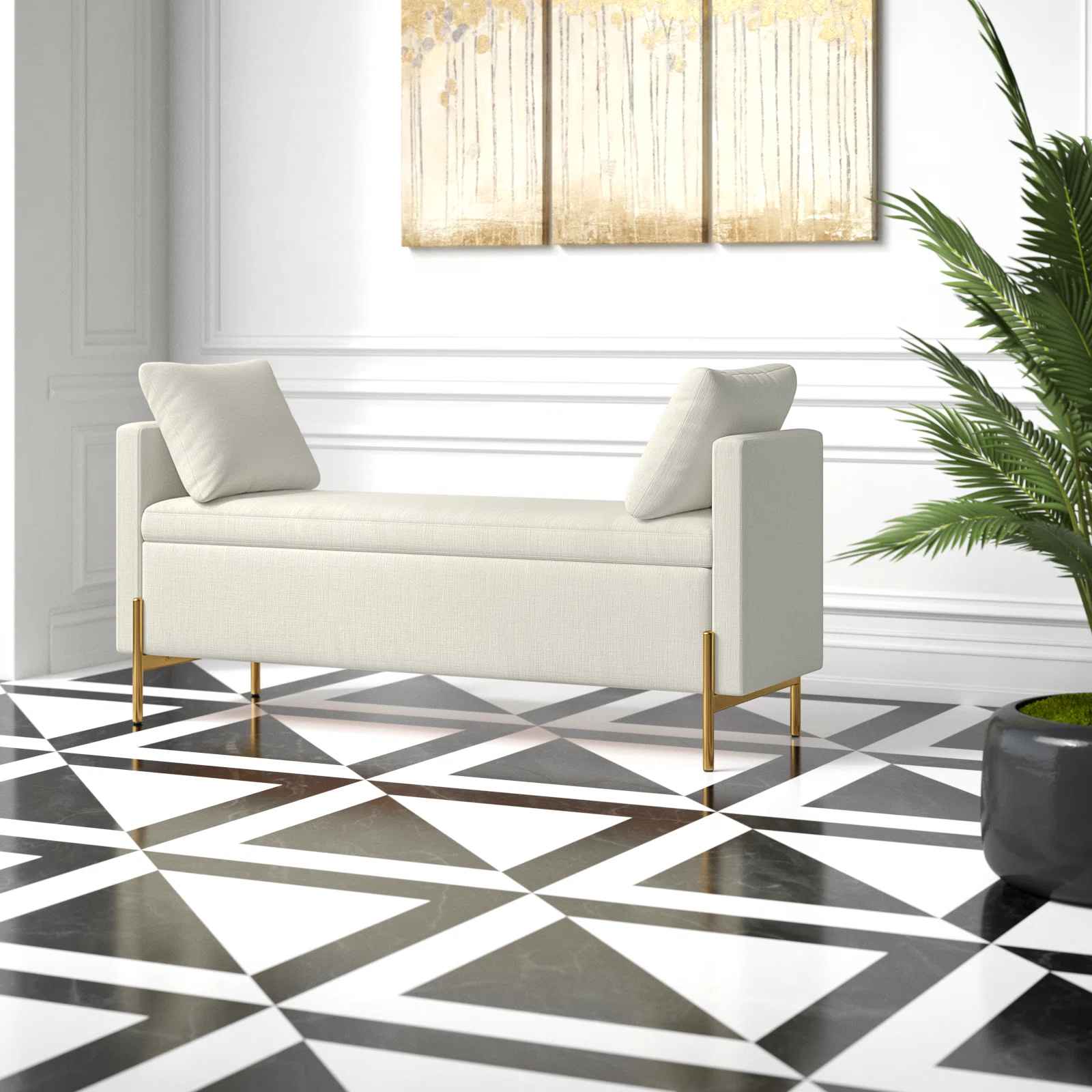 Louvenia Upholstered Flip Top Bench thumbnail 2