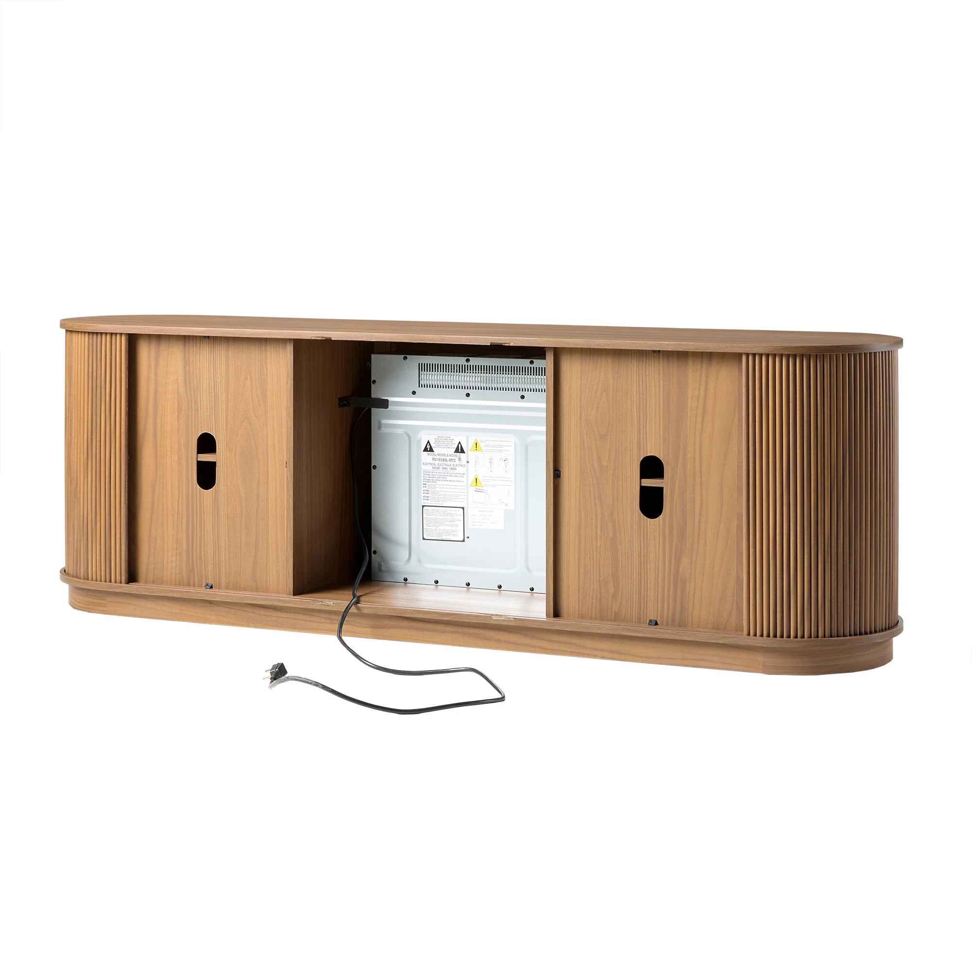 Dragelin Modern Reeded Fireplace TV Stand thumbnail 4