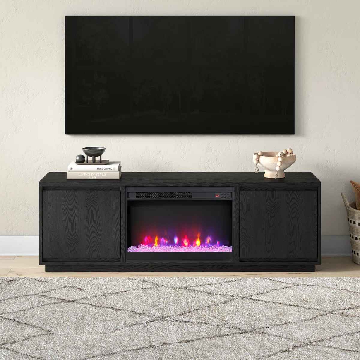 Nieshia Rectangular TV Stand Crystal Fireplace thumbnail 5