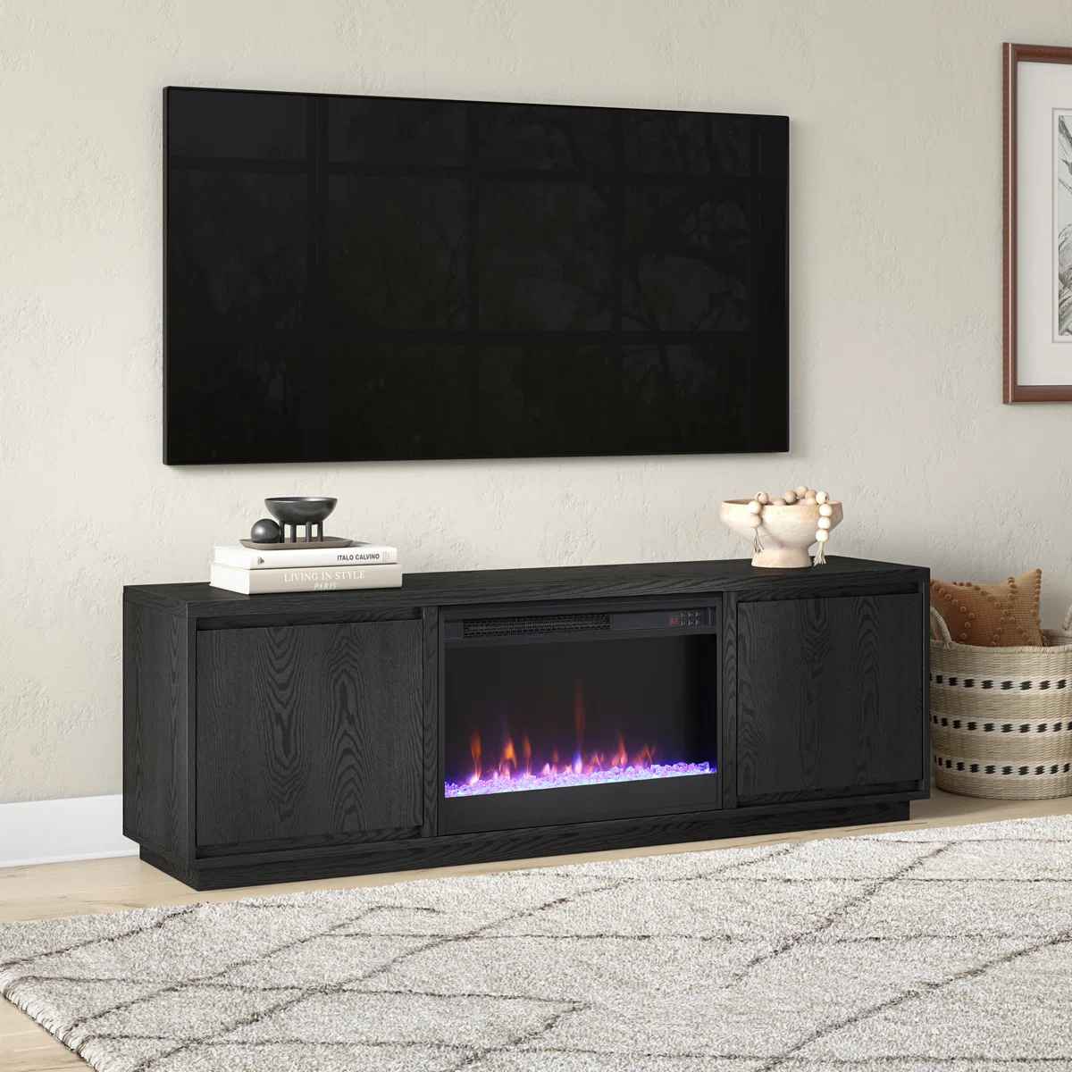 Nieshia Rectangular TV Stand Crystal Fireplace thumbnail 7