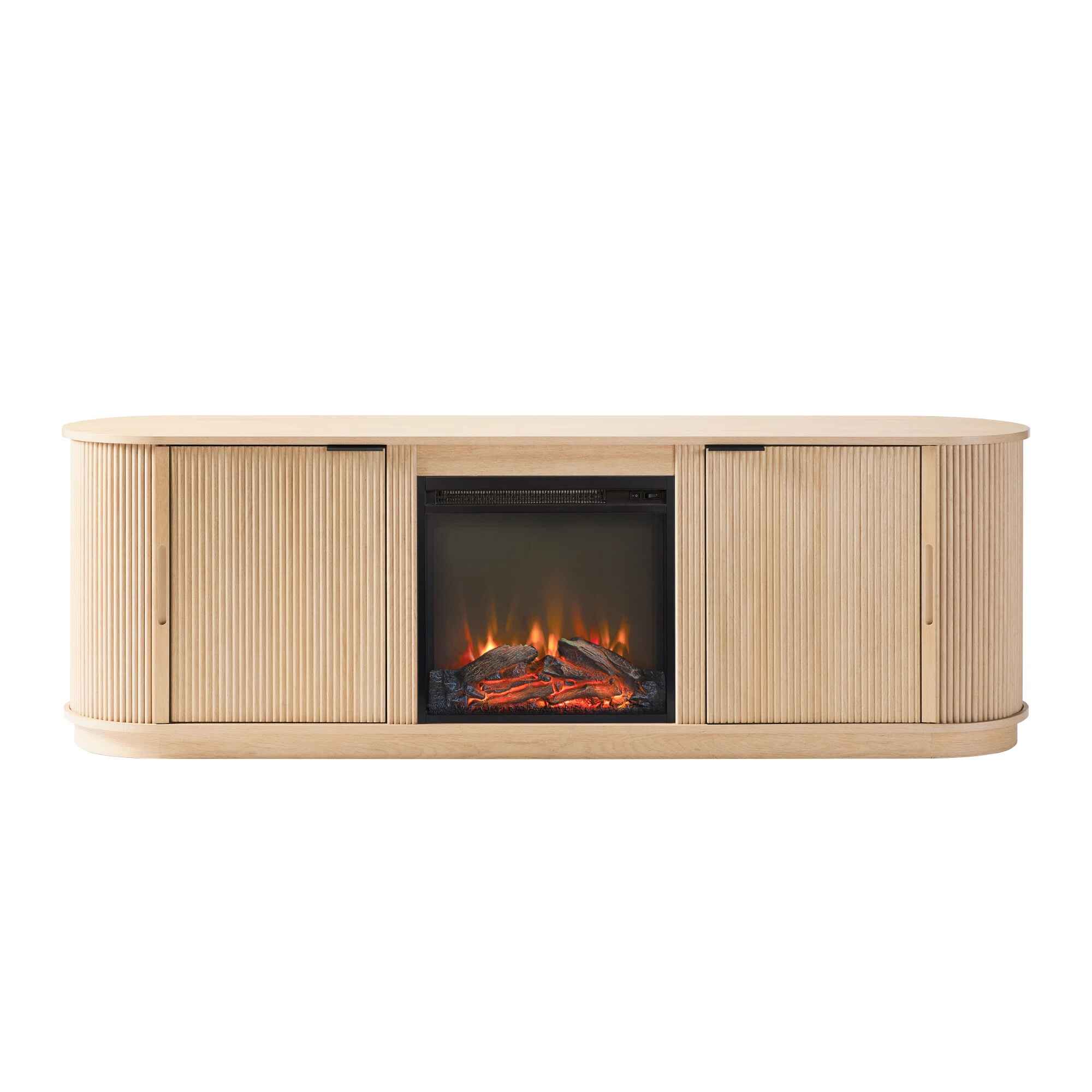 Dragelin Modern Reeded Fireplace TV Stand thumbnail 3