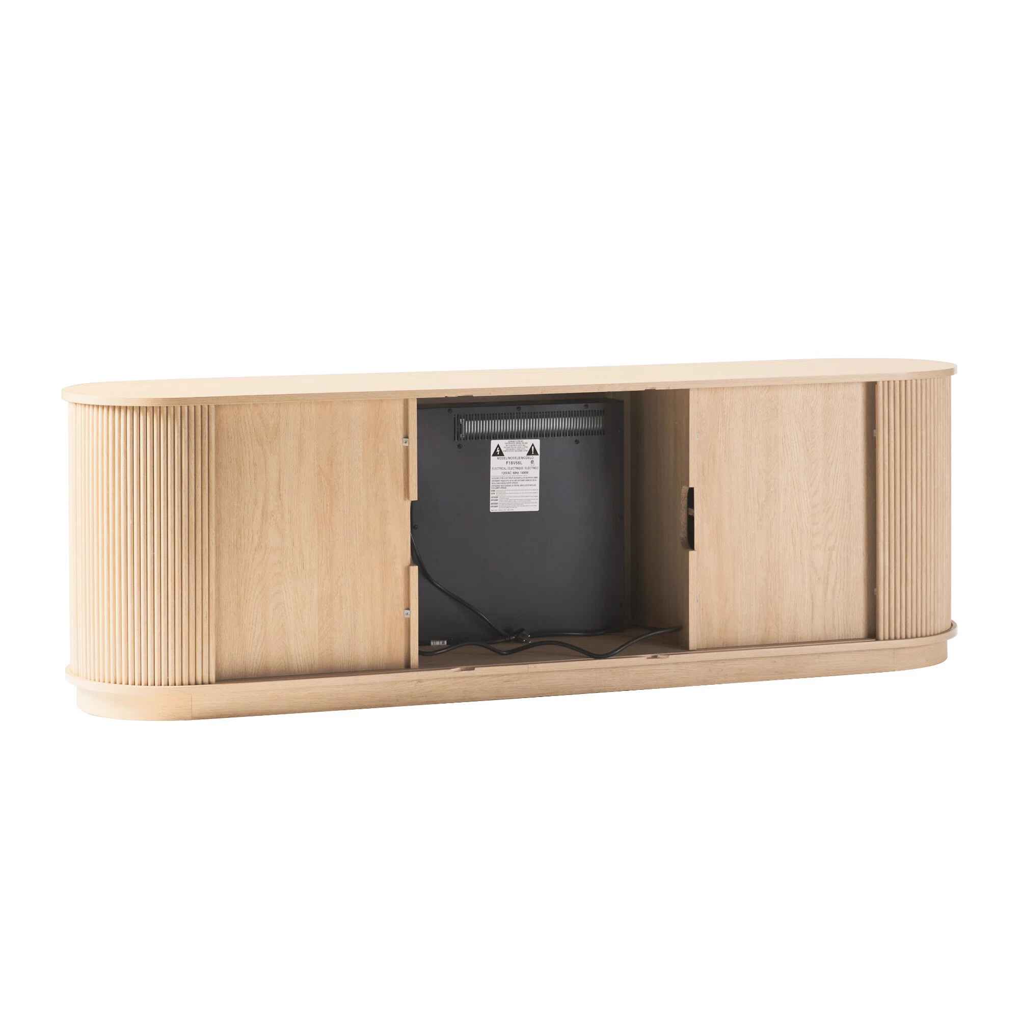 Dragelin Modern Reeded Fireplace TV Stand thumbnail 4