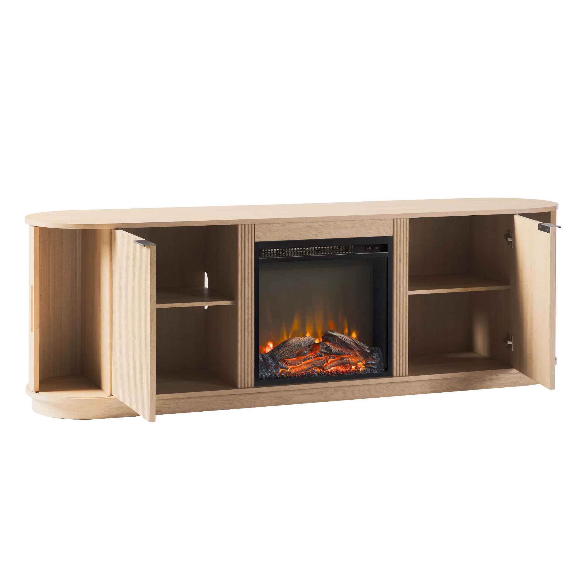Dragelin Modern Reeded Fireplace TV Stand thumbnail 6
