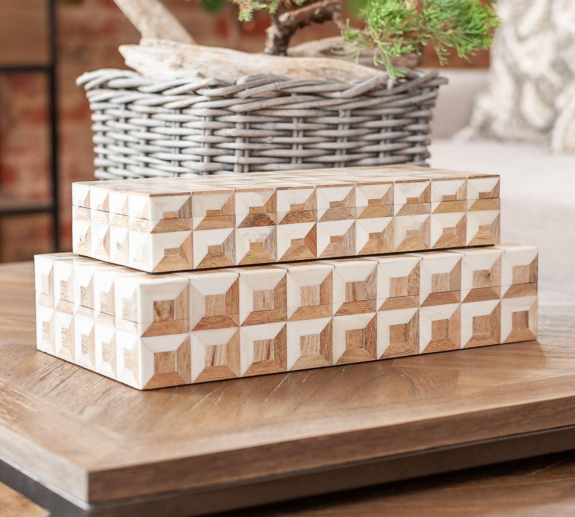 Cora Bone Decorative Box-Set of 2 thumbnail 4