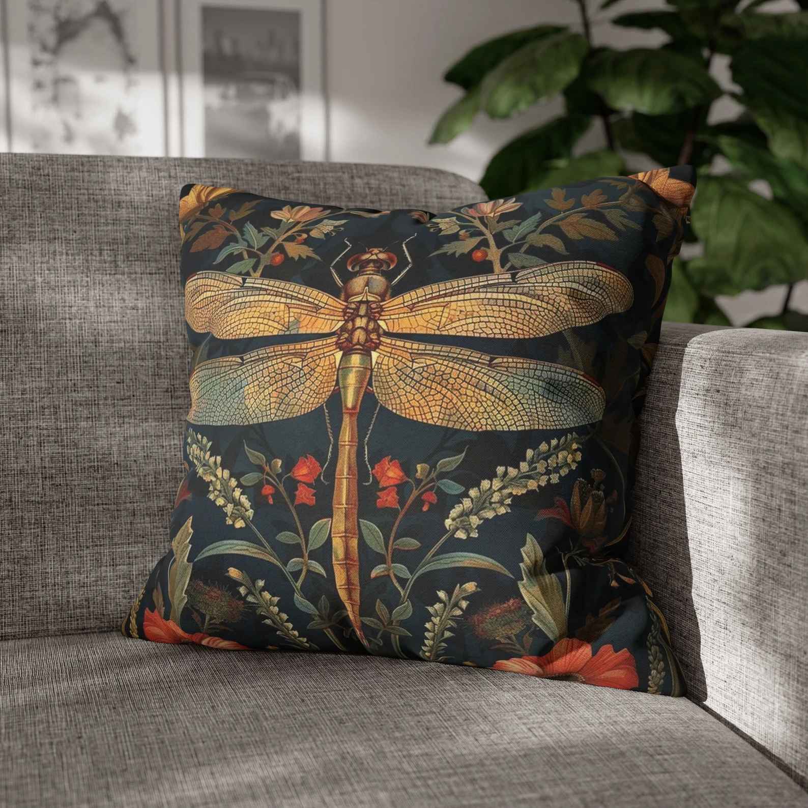 William Morris Dragonfly Art Pillow-20"x20" thumbnail 3