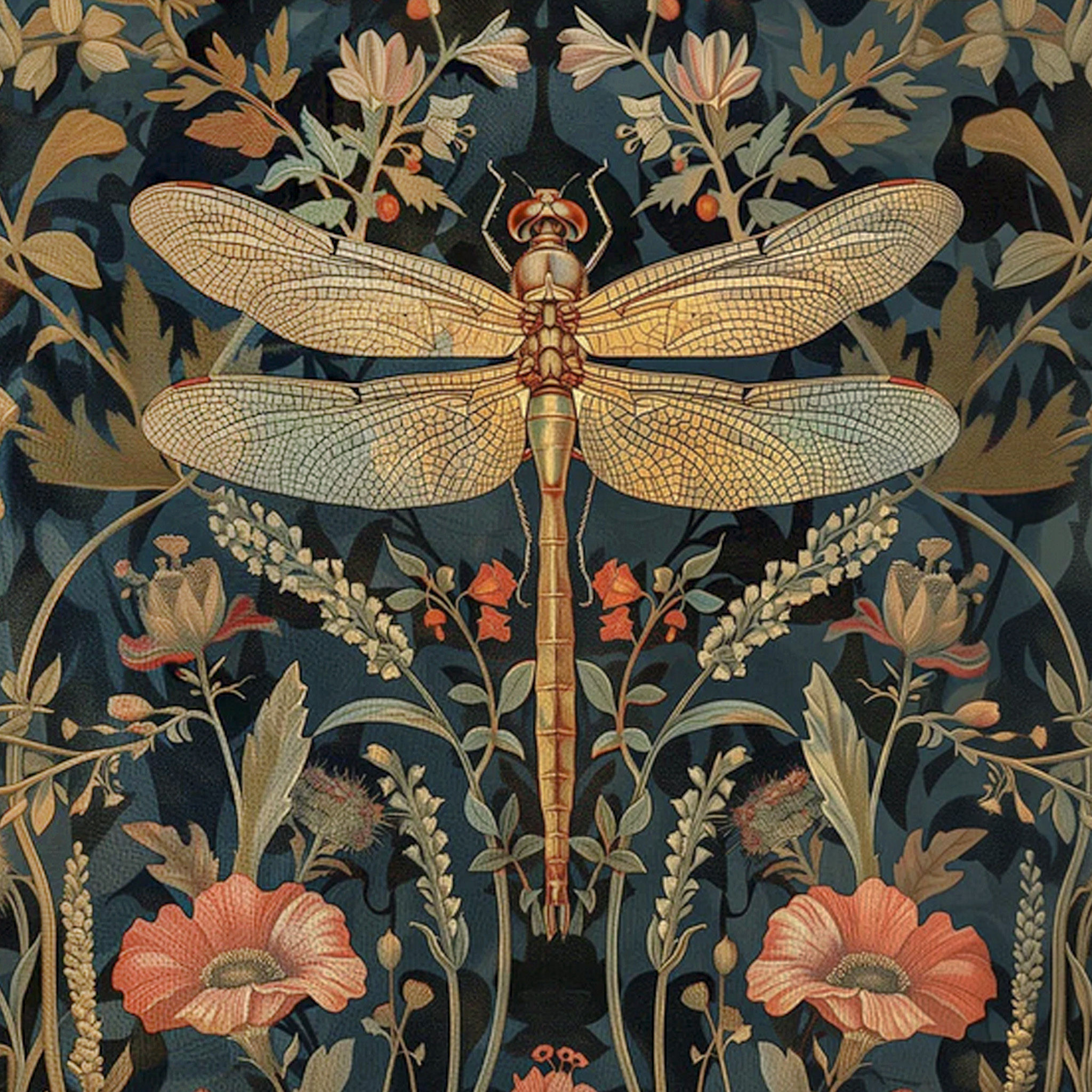 William Morris Dragonfly Art Pillow-20"x20" thumbnail 6
