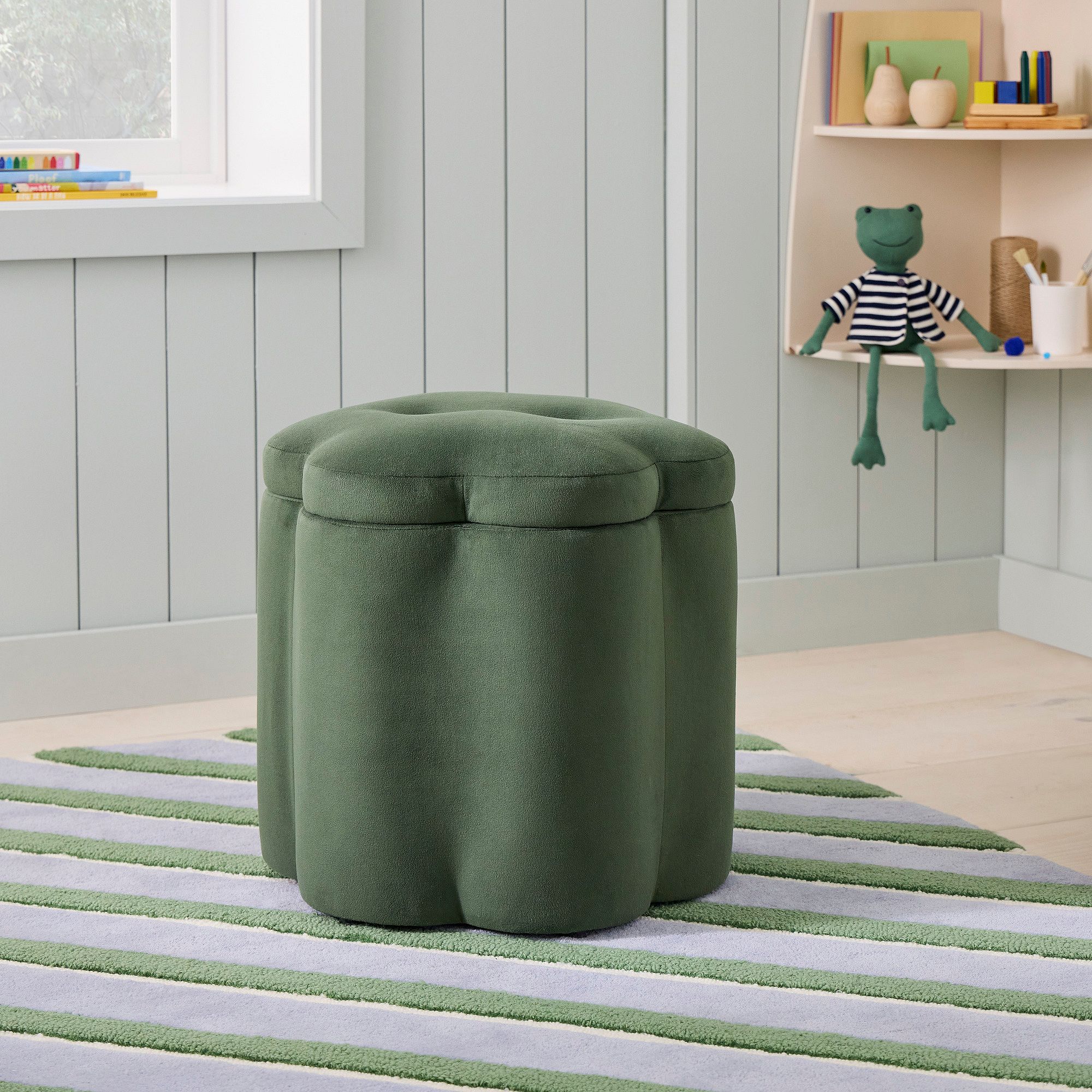 Upholstered Flower Storage Ottoman thumbnail 2
