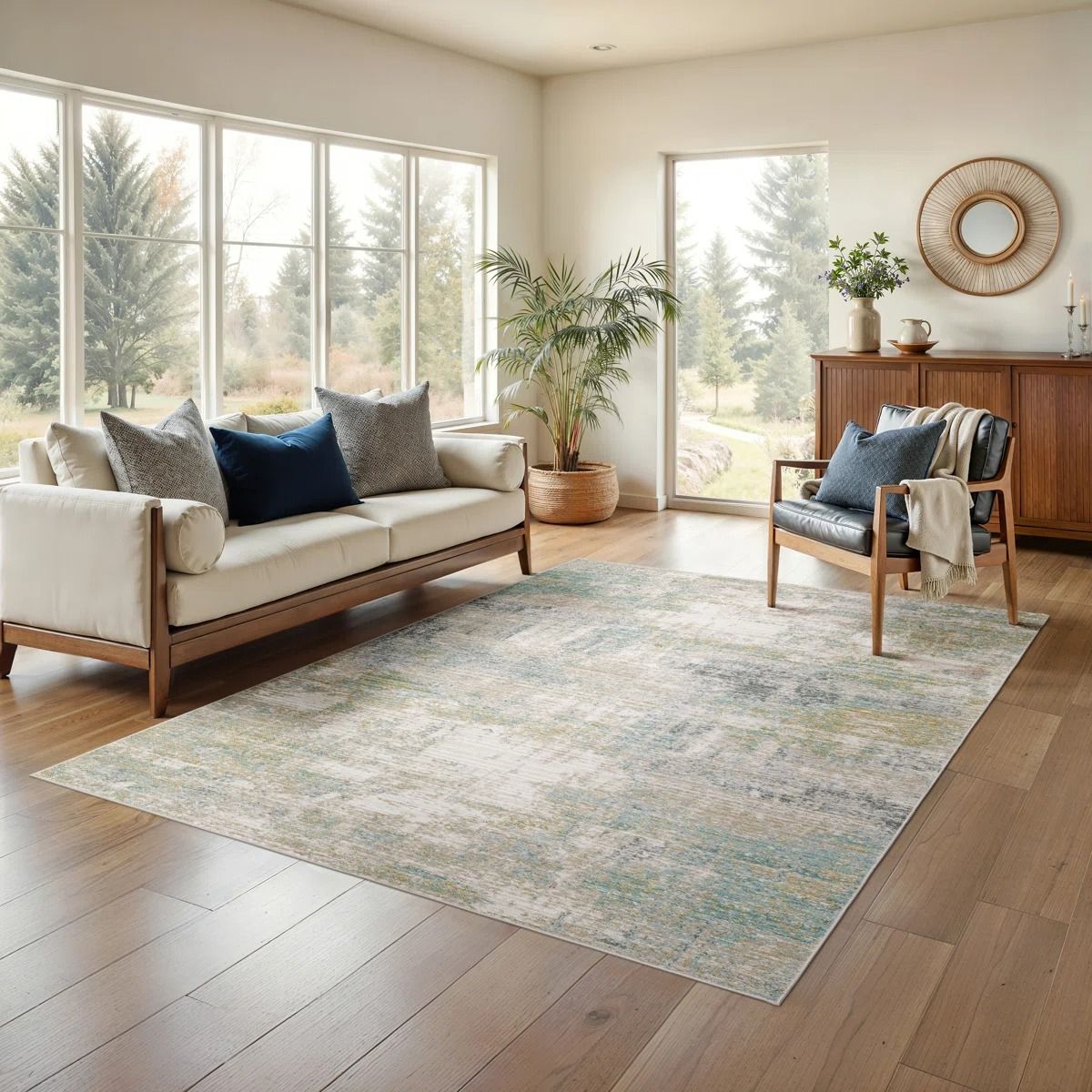 Goulart Textural Distressed Abstract Area Rug 7'10 x 10'10 thumbnail 2
