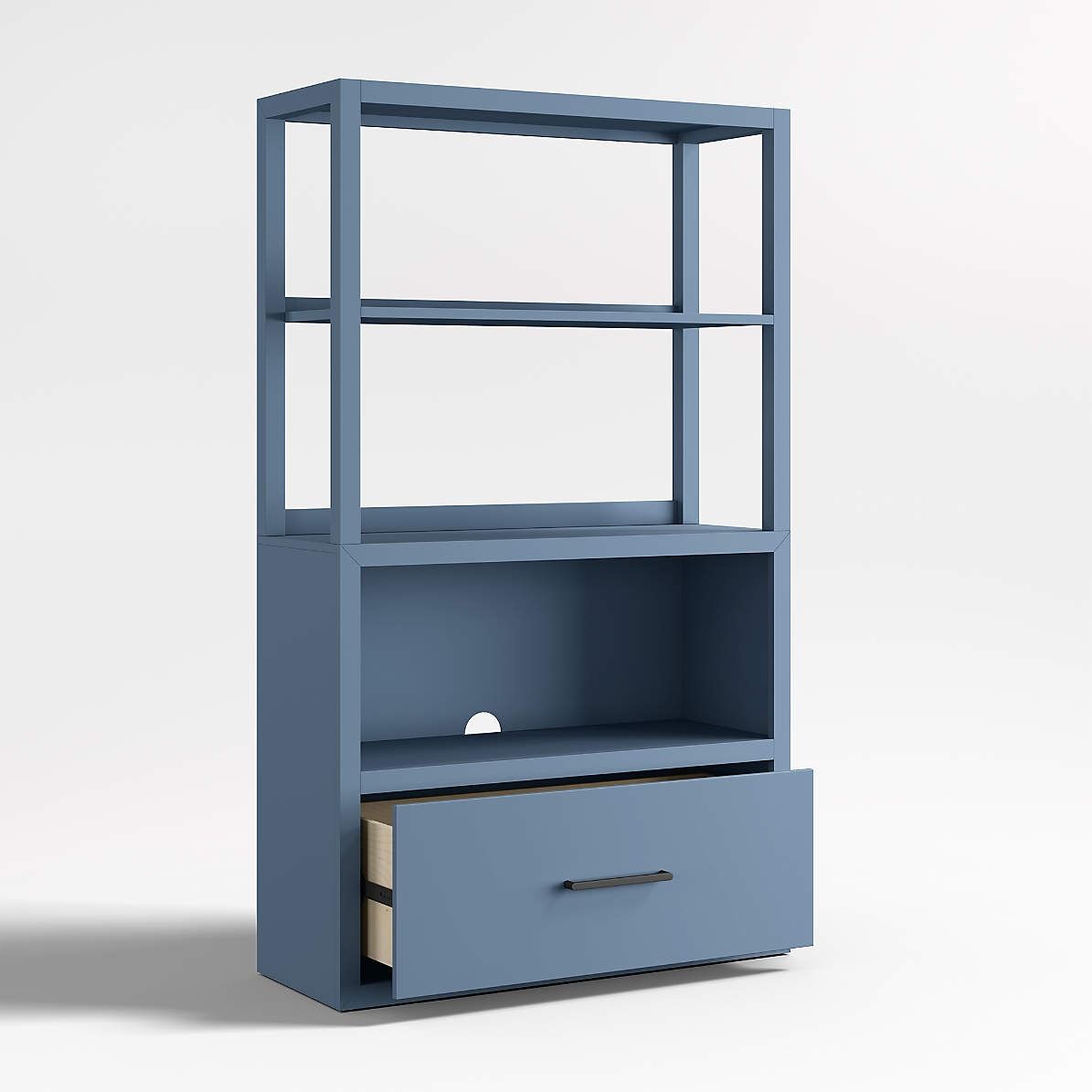 Ever Simple Modular Slate Blue Wood Kids Drawer Bookcase with Hutch thumbnail 6