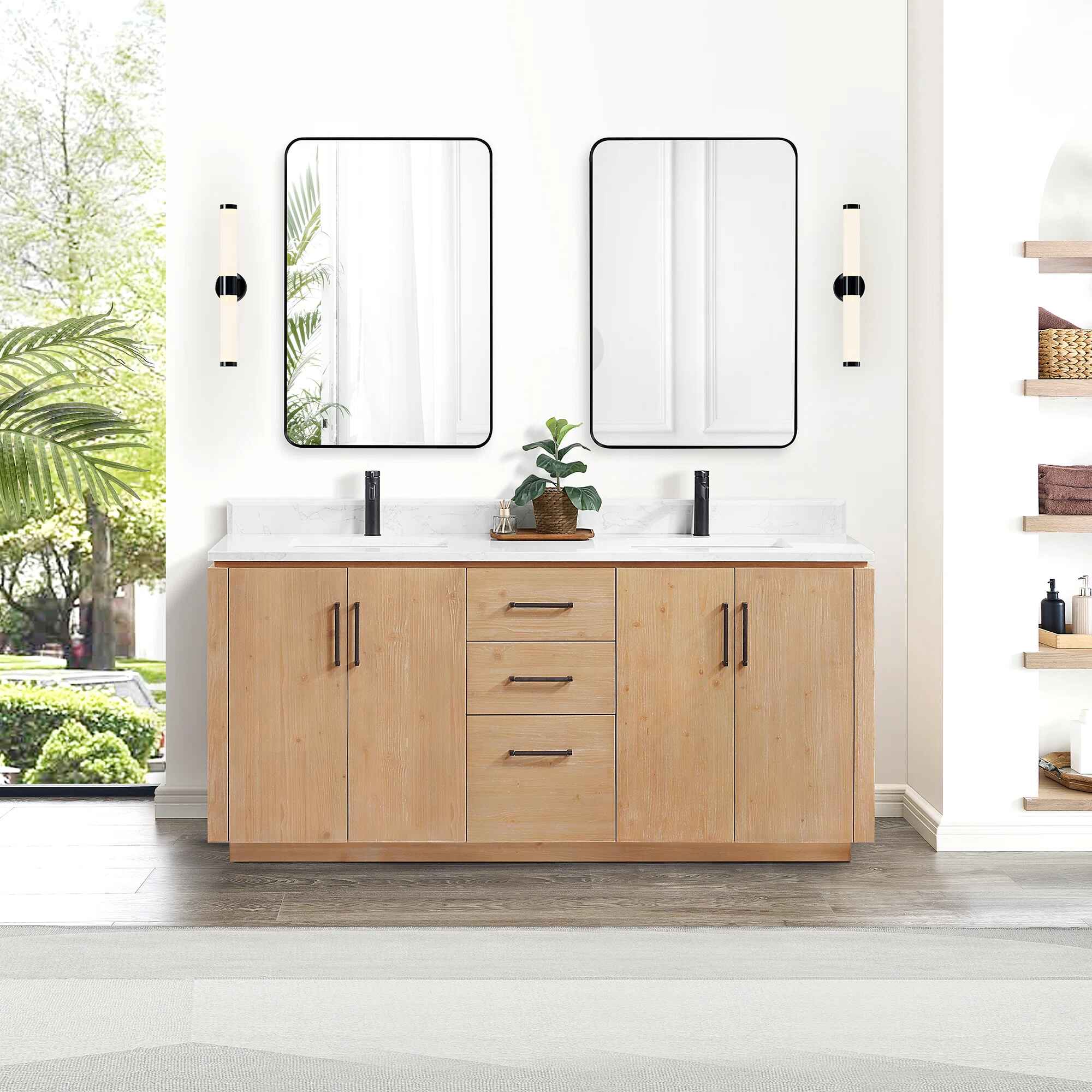 Cloverfield Double Bathroom Vanity with Cultured Marble Top thumbnail 4