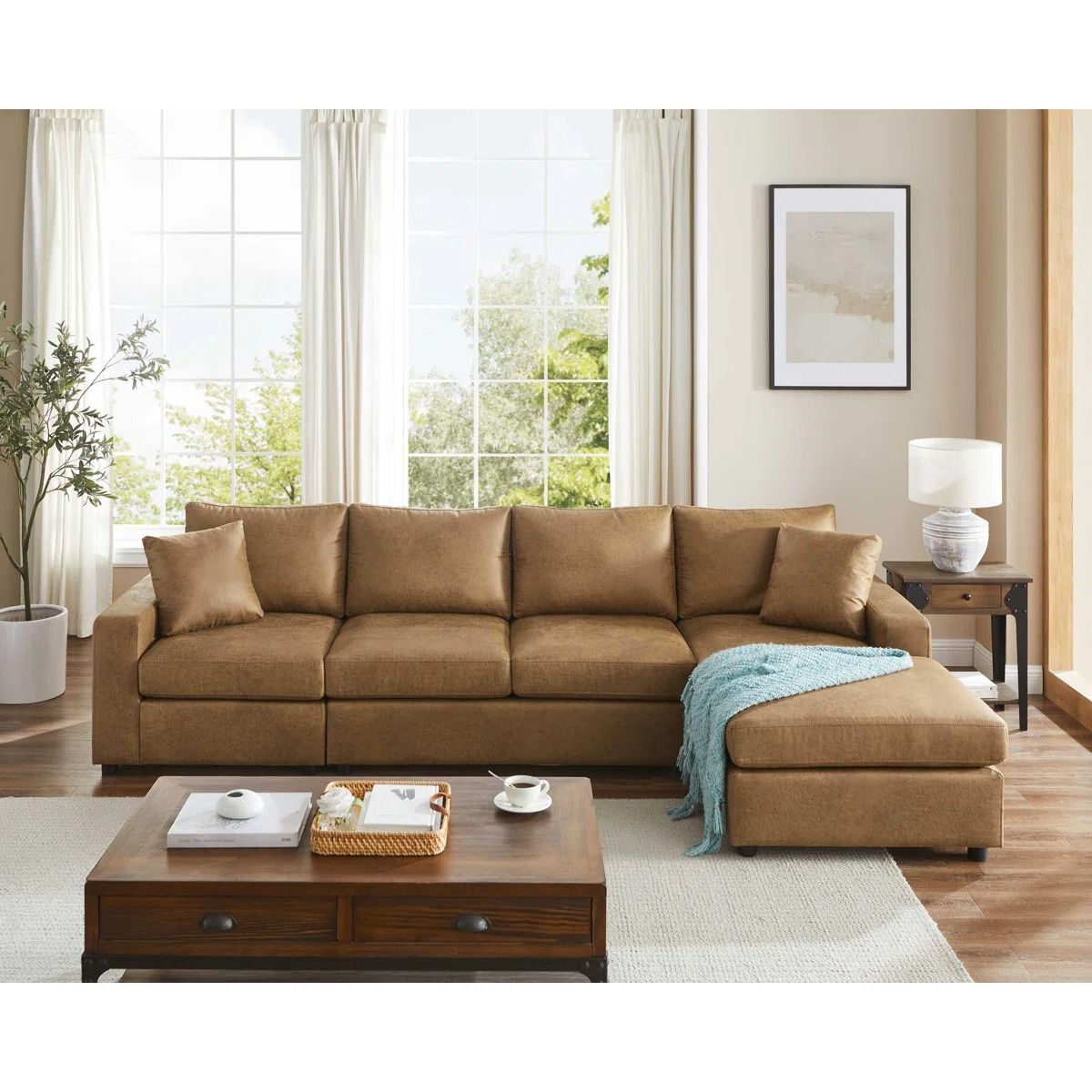 Marquett 3 Piece Faux Leather Sectional thumbnail 2