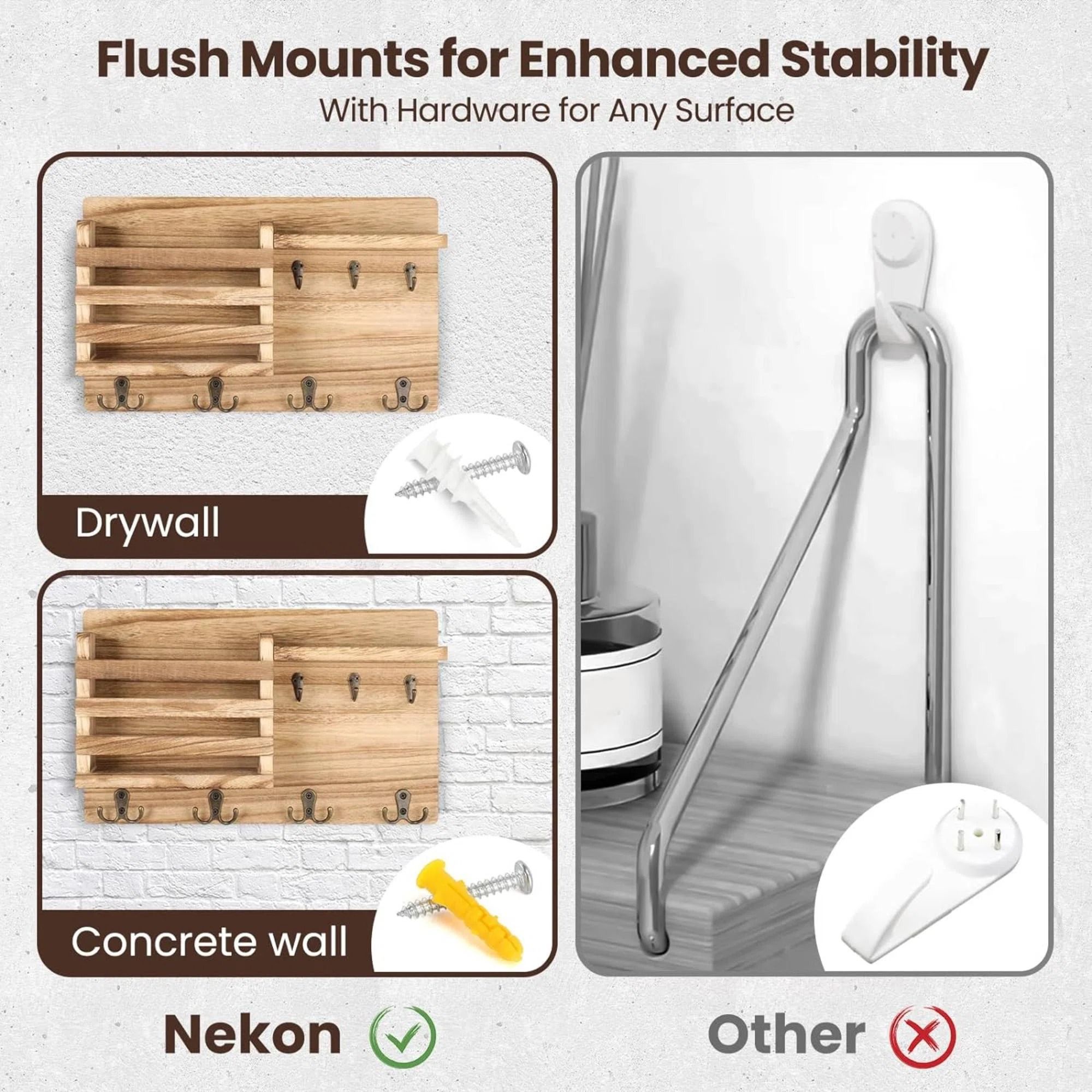 Dalasia Wood Wall Organizer with Key Hooks Wall Baskets thumbnail 2