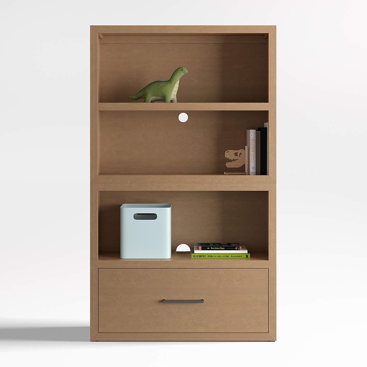Ever Simple Modular Natural Brown Wood Kids Open Bookcase with Drawer thumbnail 3