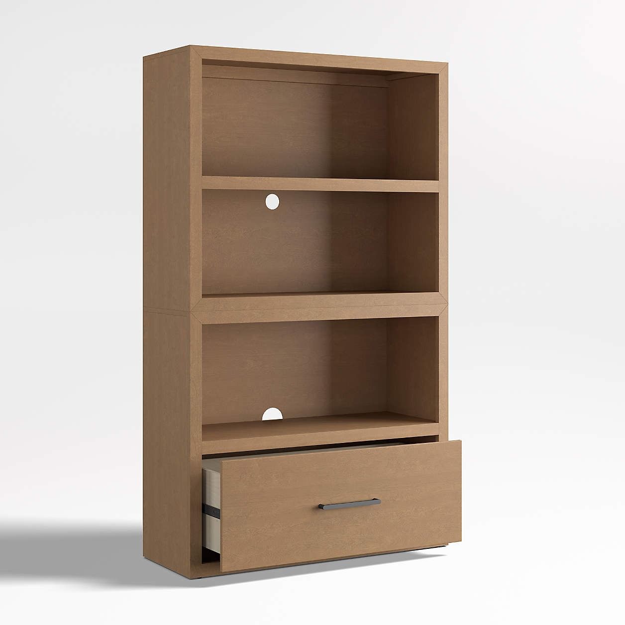 Ever Simple Modular Natural Brown Wood Kids Open Bookcase with Drawer thumbnail 4