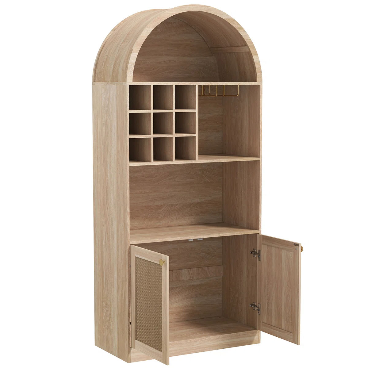 Arched Bar Cabinet With Wine Rack thumbnail 2