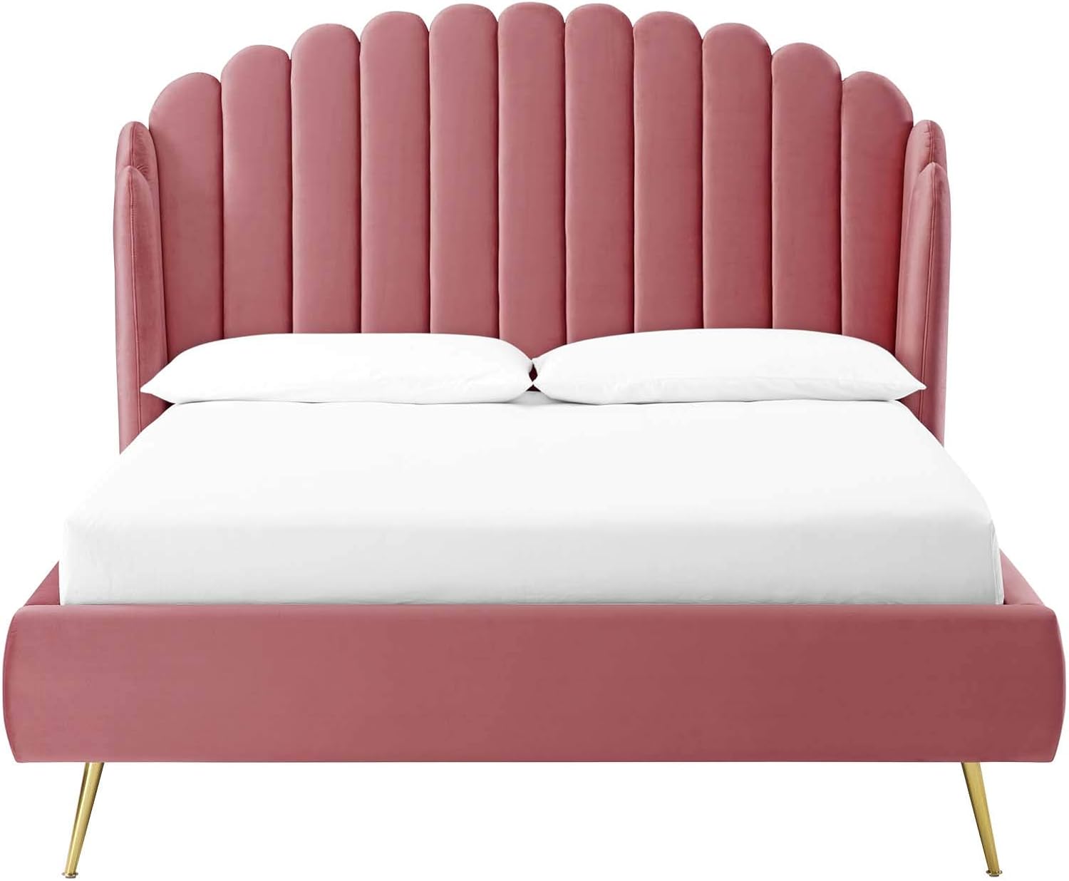 Modway Lana Performance Velvet Wingback Platform Bed-Queen  thumbnail 3
