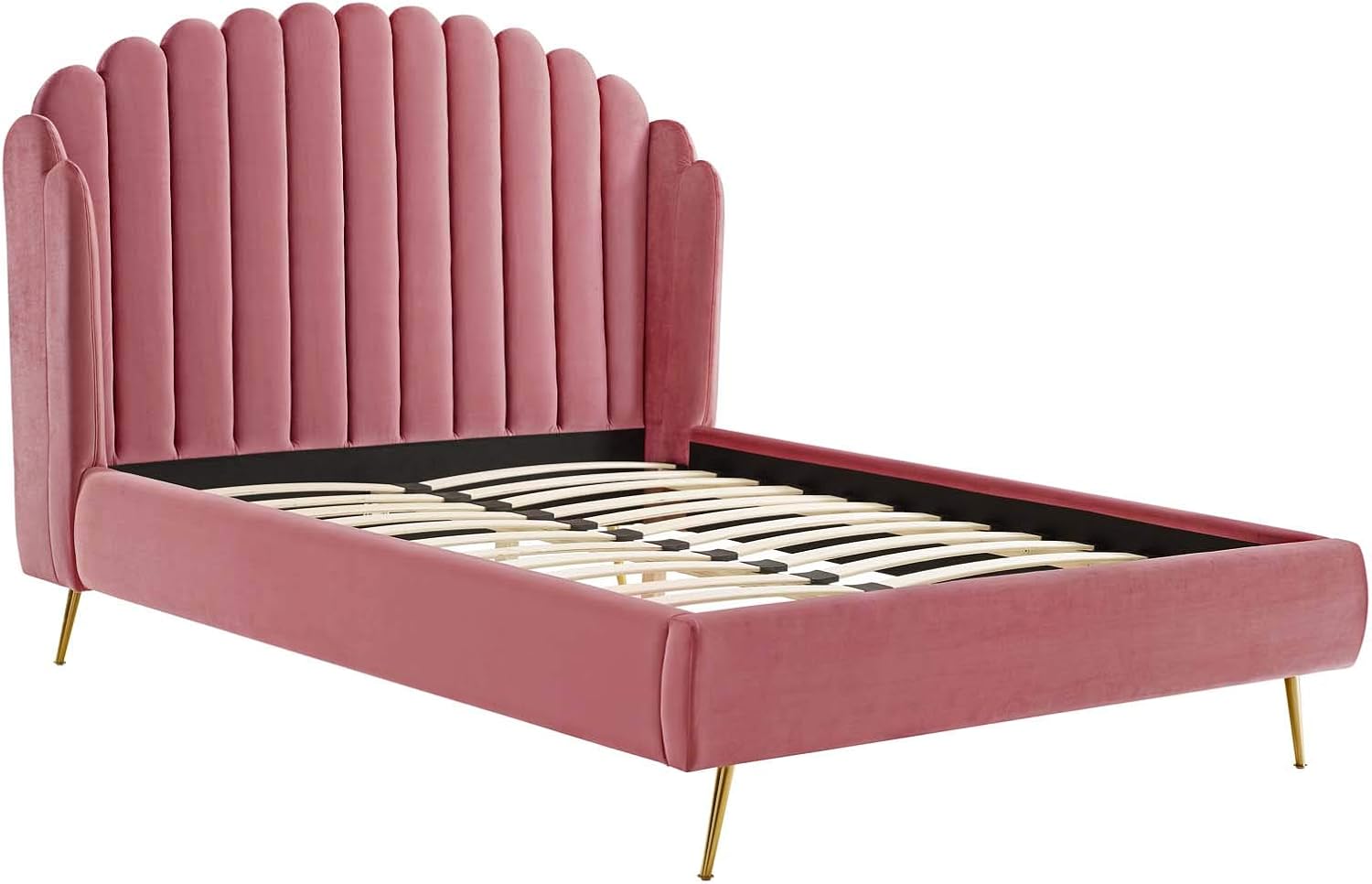 Modway Lana Performance Velvet Wingback Platform Bed-Queen  thumbnail 5