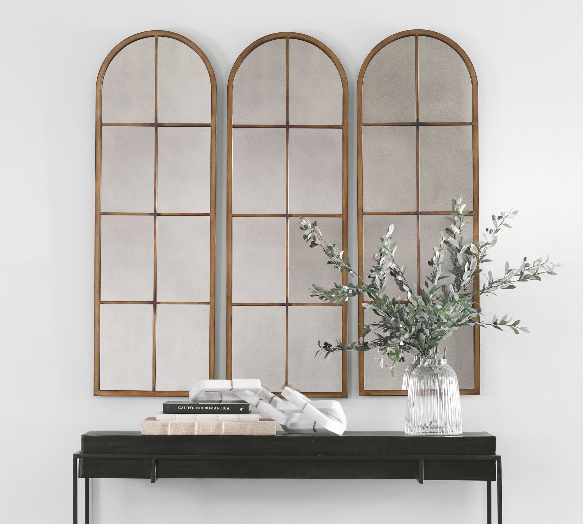 Eva Skinny Windowpane Arch Wall Mirror thumbnail 3