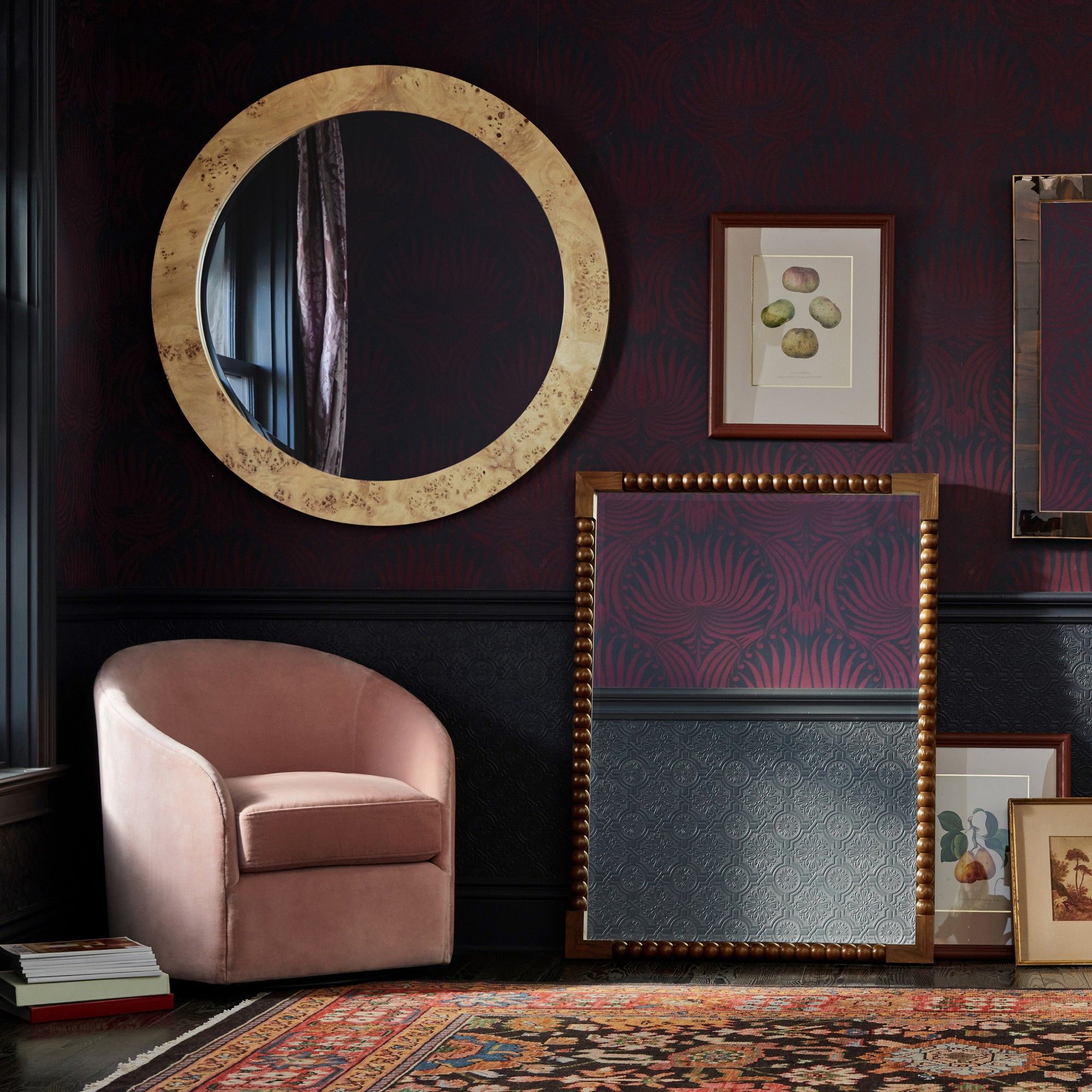 Williams Sonoma Home x Sheila Bridges Turned Walnut Mirror thumbnail 3