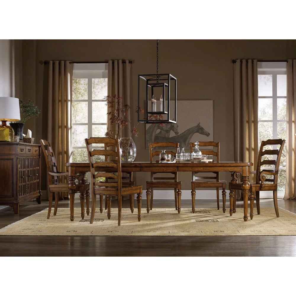 Gabriel Updated Traditional Brown Wood Extendable Rectangular Dining Table thumbnail 2