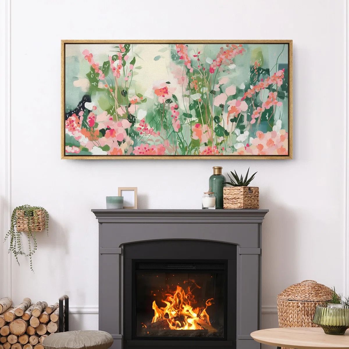 Blossom Bliss Abstract Floral Modern Art 60x30 thumbnail 2