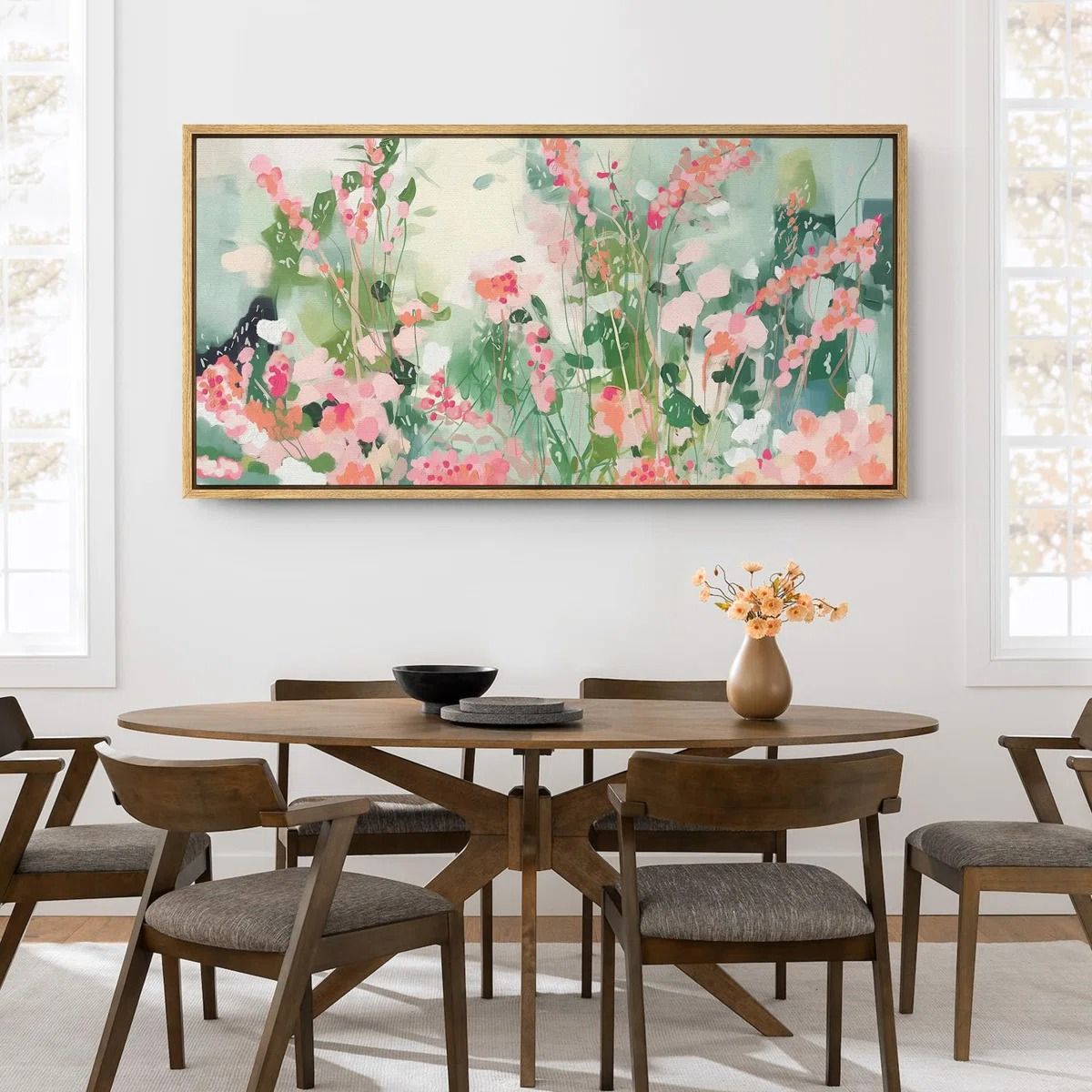 Blossom Bliss Abstract Floral Modern Art 60x30 thumbnail 3