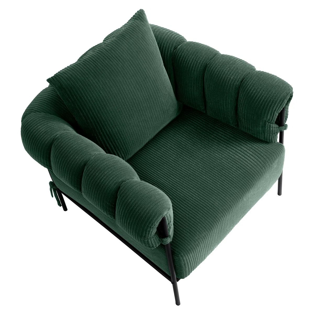 Corduroy Fabric Modern Accent Chair with Pillow thumbnail 3