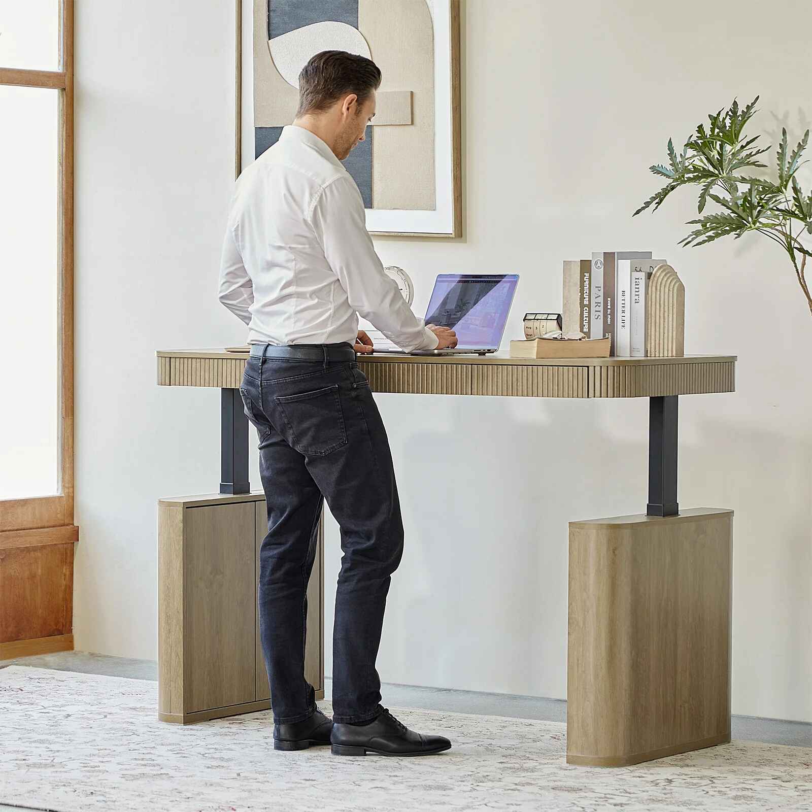 Baggio Modern Electric Adjustable Standing Desk with Cable Management thumbnail 5