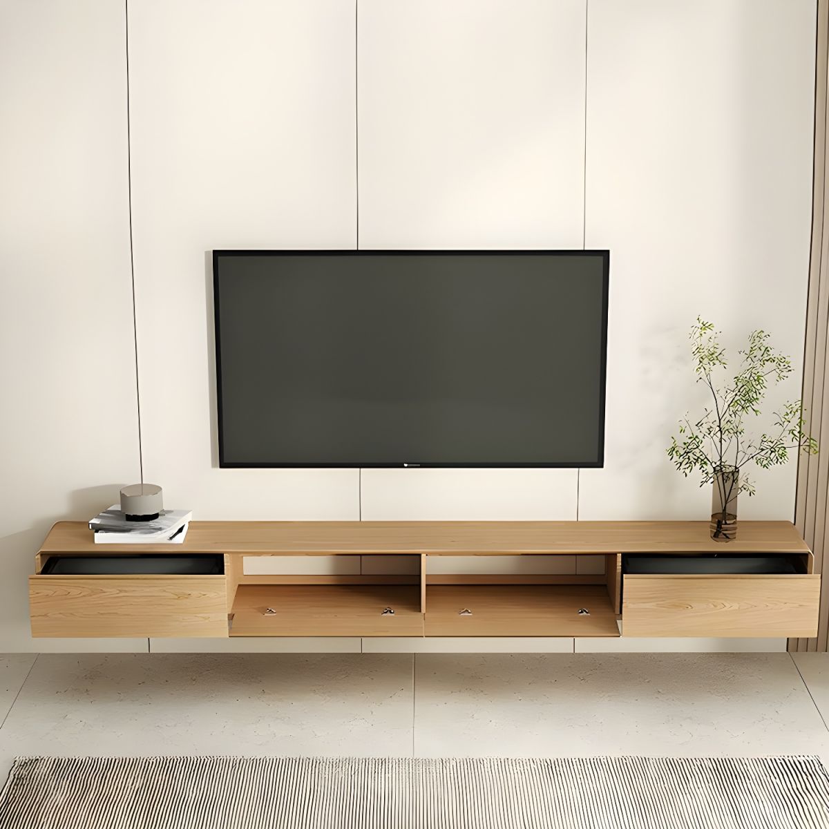 Modern Wall Mounted Wood TV Console thumbnail 2