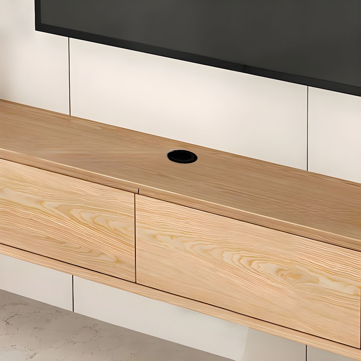 Modern Wall Mounted Wood TV Console thumbnail 3