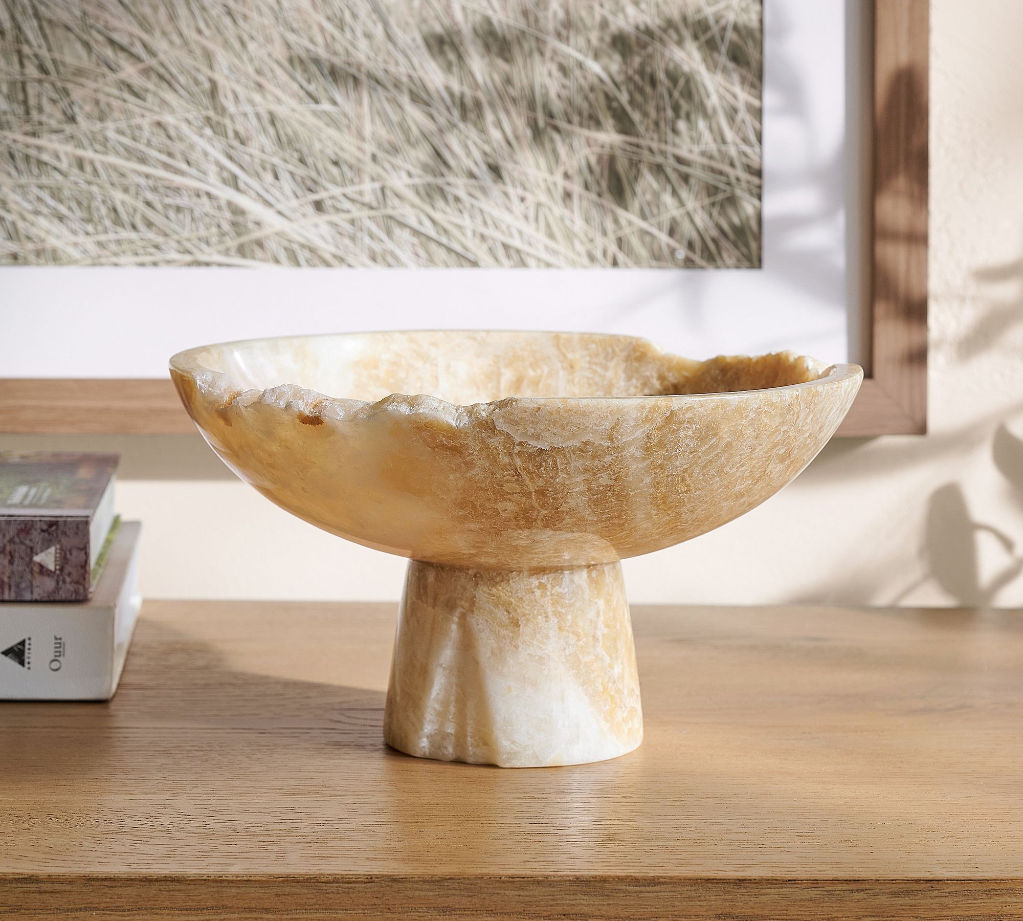 Onyx Stone Pedestal Bowl Large thumbnail 2