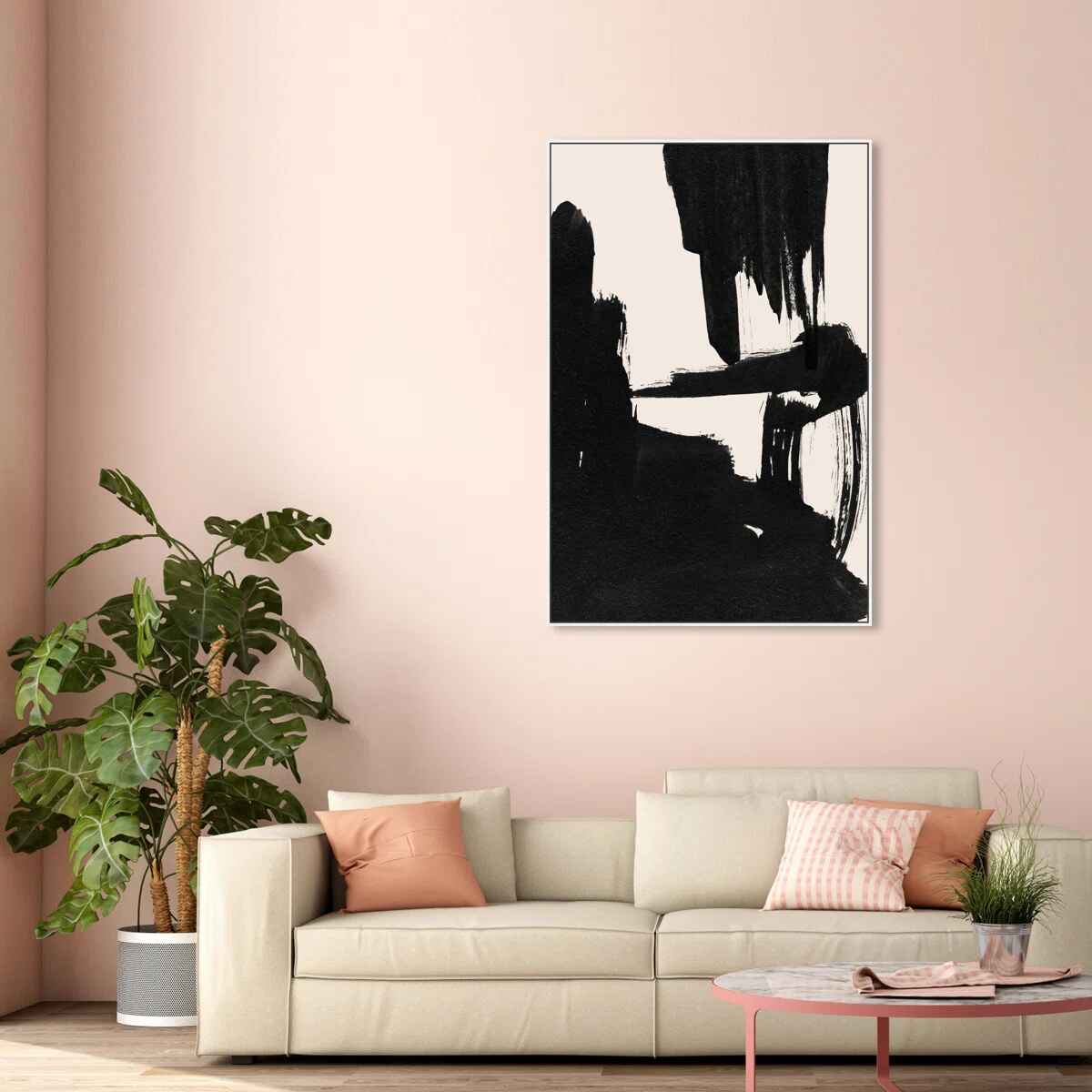 Abstract Black And White Brush Stroke by Oliver Gal-55"x37" thumbnail 4